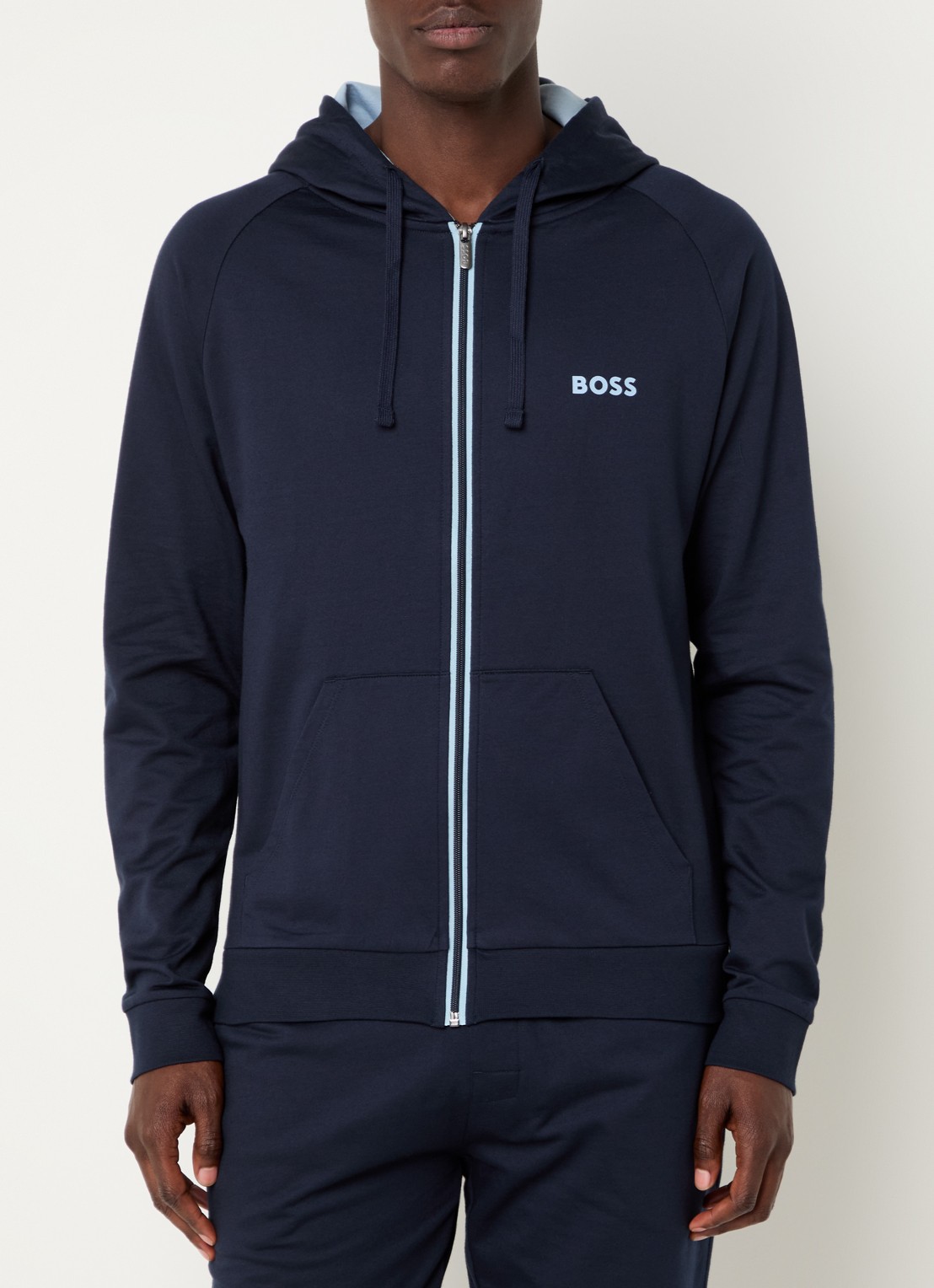 BOSS Authentic sweatvest met capuchon en logo - detail 4 dark blue-403 / blauw