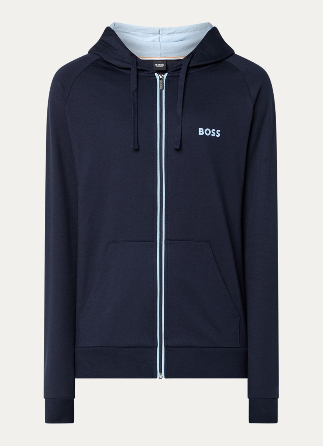 BOSS Authentic sweatvest met capuchon en logo - voorkant dark blue-403 / blauw