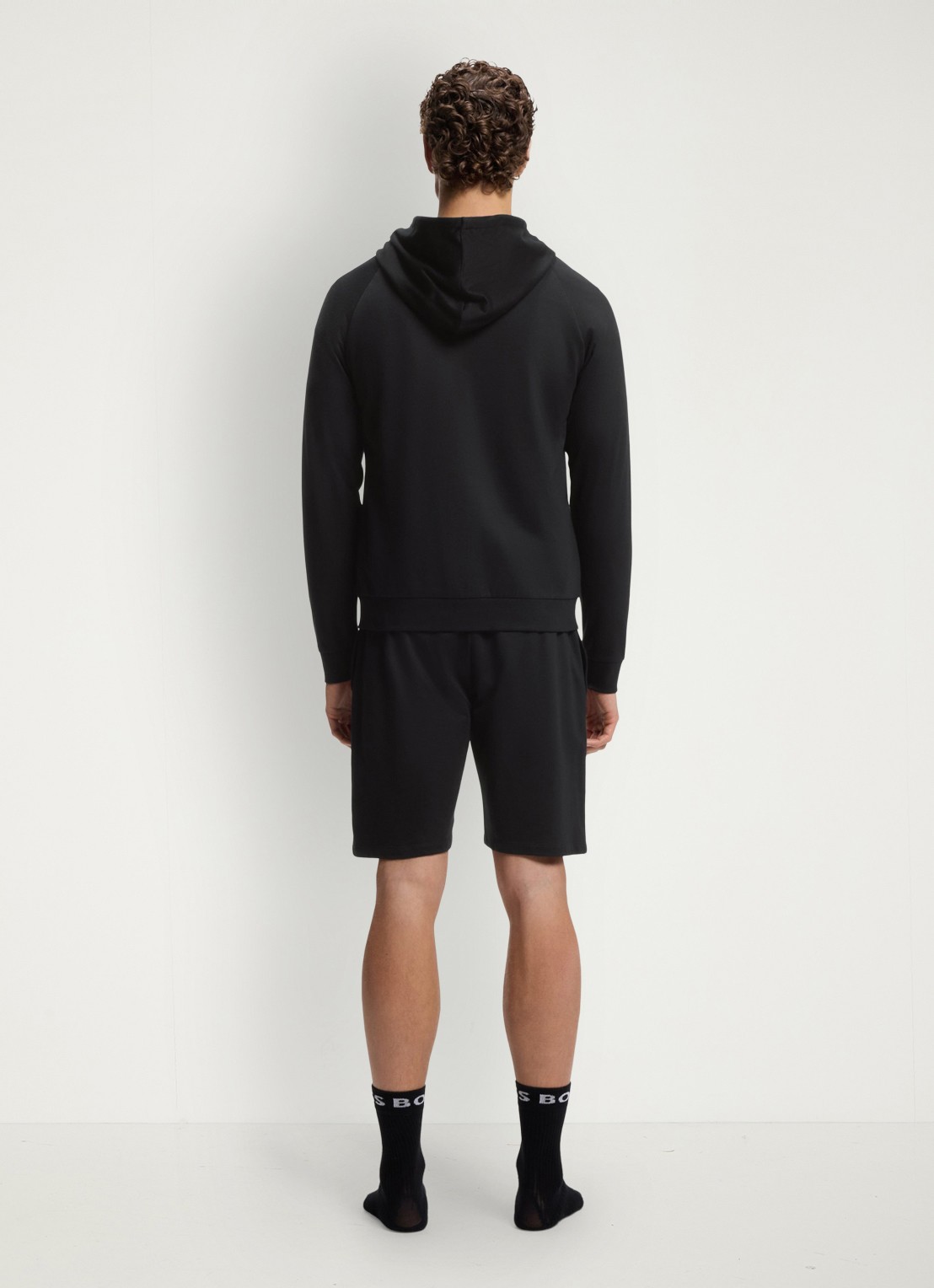BOSS Authentic sweatvest met capuchon en logo - achterkant black-004 / zwart