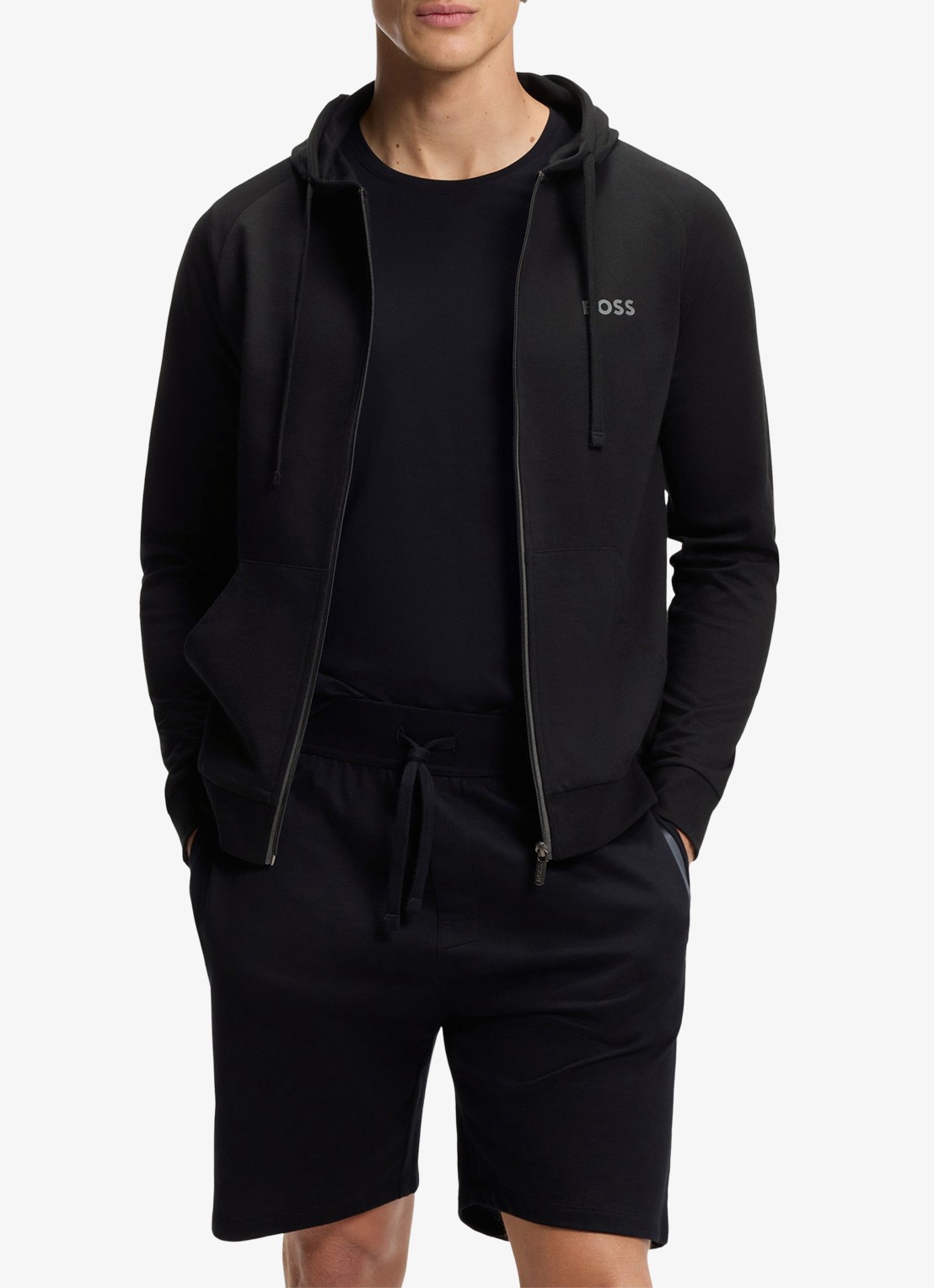 BOSS Authentic sweatvest met capuchon en logo - detail 4 black-004 / zwart