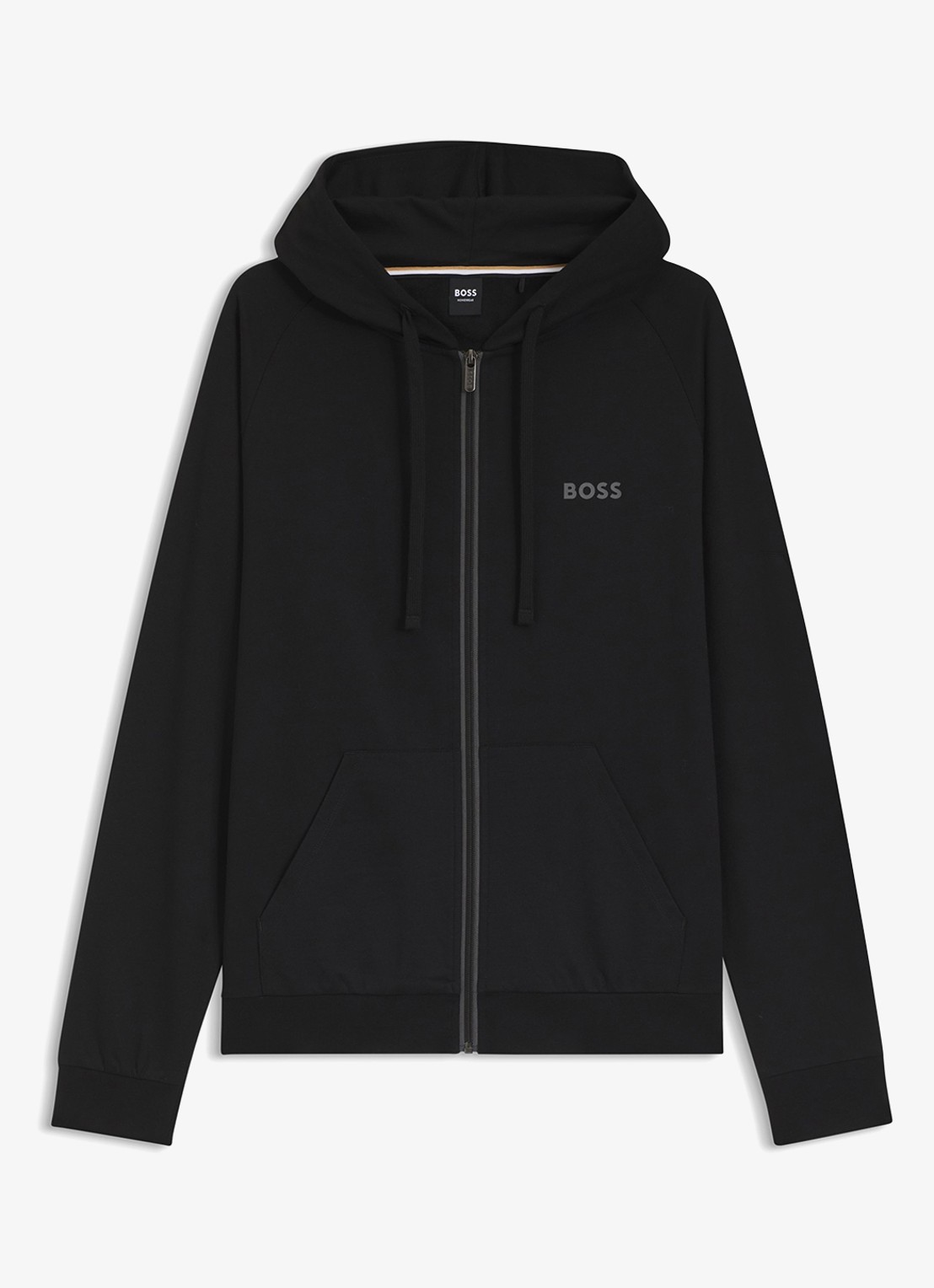 BOSS Authentic sweatvest met capuchon en logo - voorkant 2 black-004 / zwart