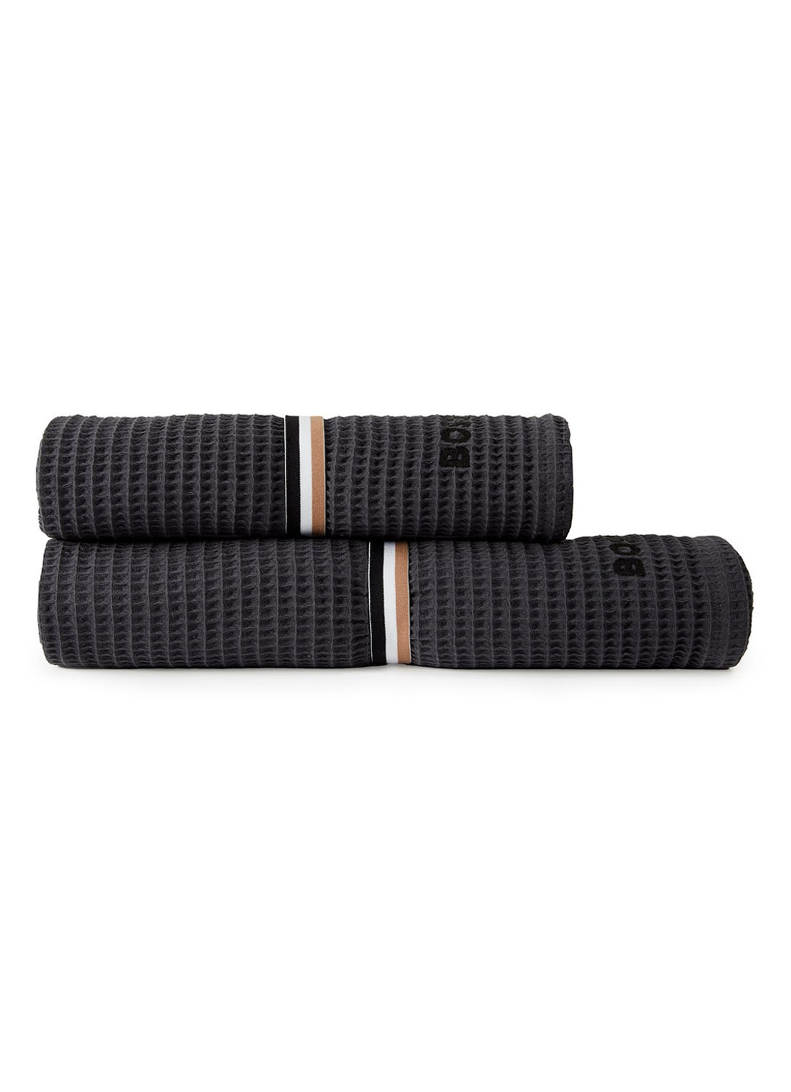BOSS Badhanddoek van katoen 70 x 140 cm - voorkant 2 antraciet