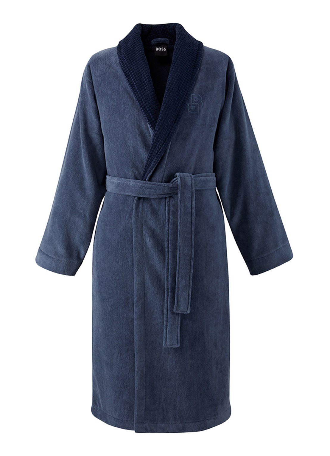 BOSS Badjas met logoborduring - voorkant donkerblauw