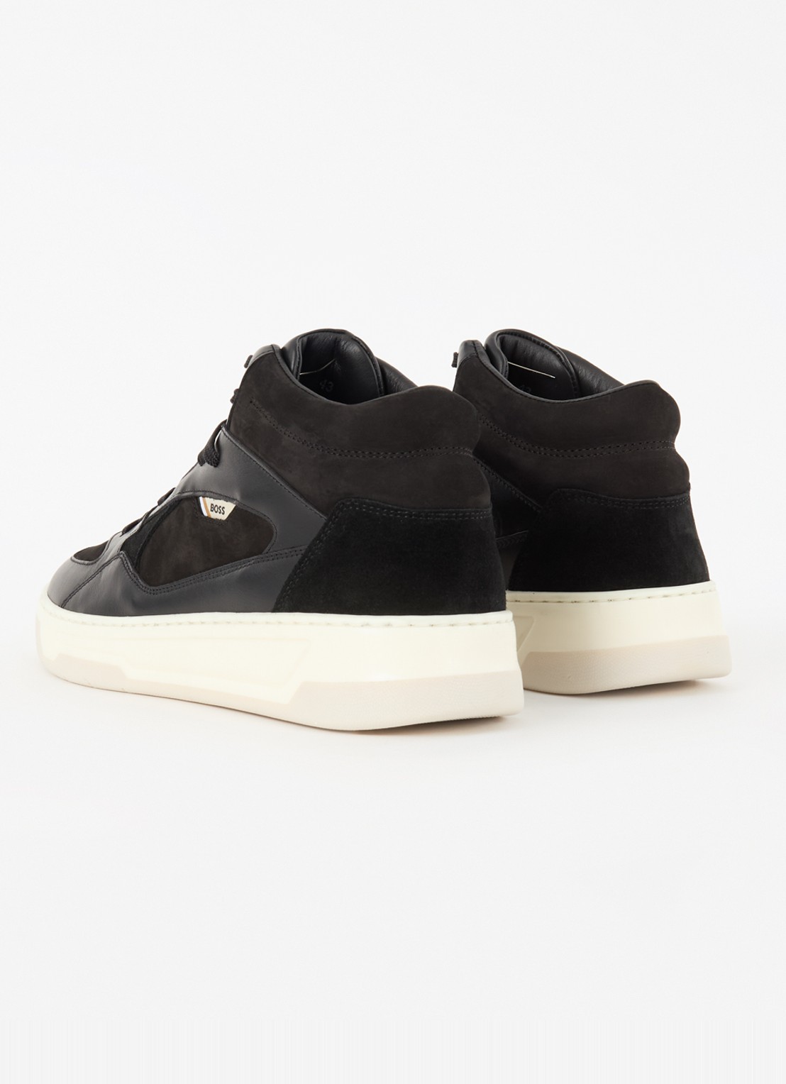BOSS Baltimore sneaker van suède met leren details - achterkant 3 zwart