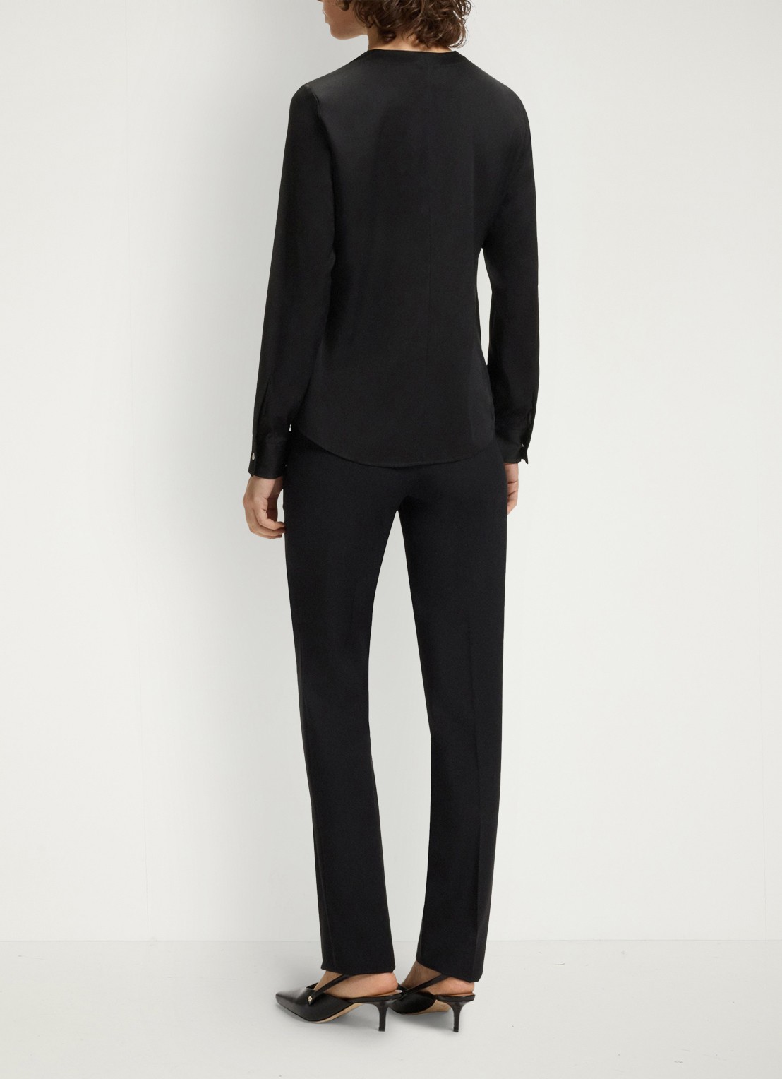 BOSS Banorah blouse in zijdeblend - achterkant 3 black-001 / zwart