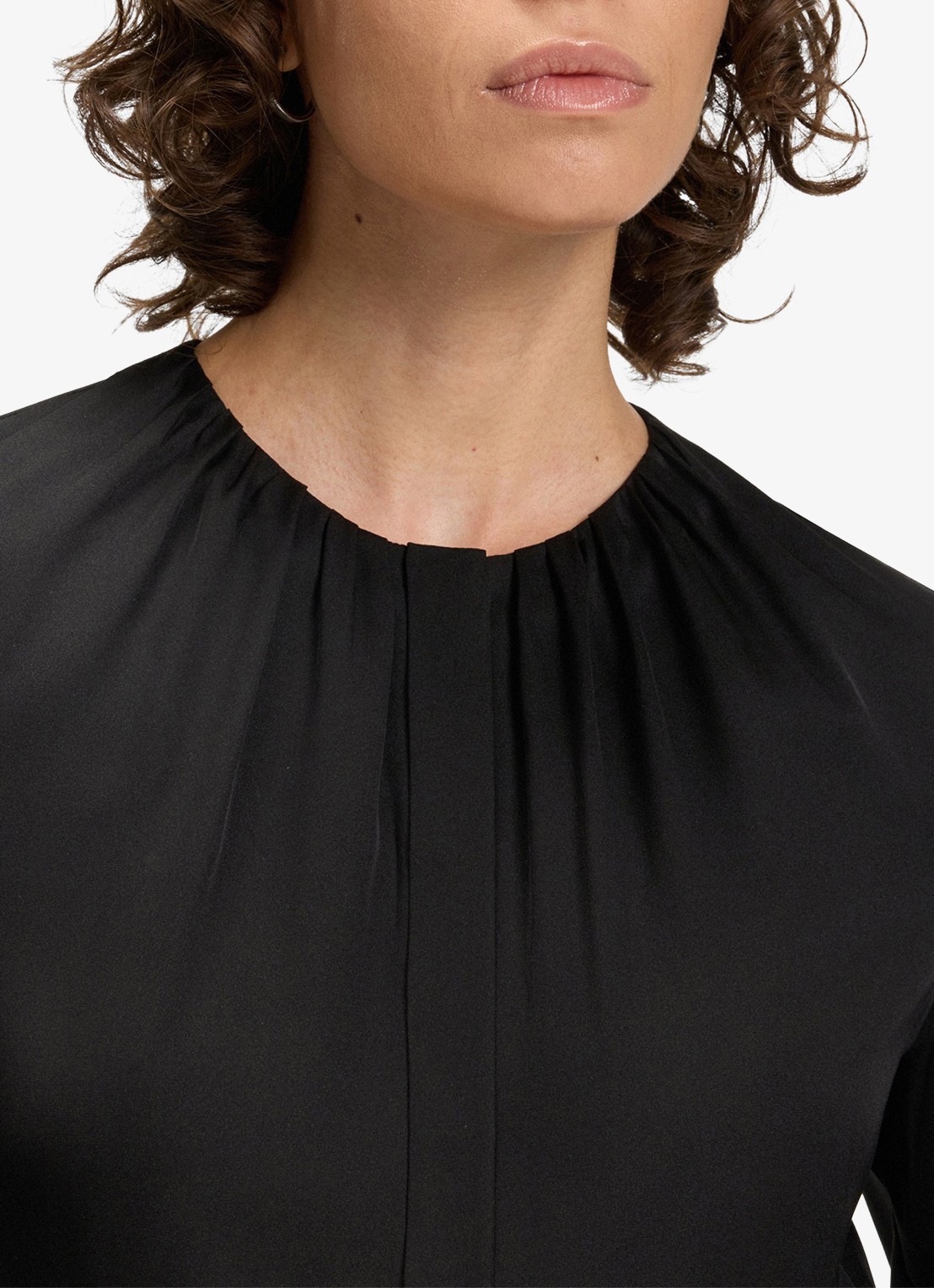 BOSS Banorah blouse in zijdeblend - detail 5 black-001 / zwart