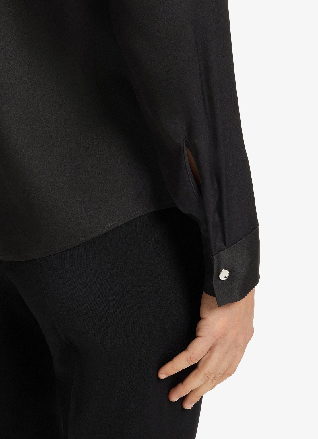 BOSS Banorah blouse in zijdeblend - detail 6 black-001 / zwart
