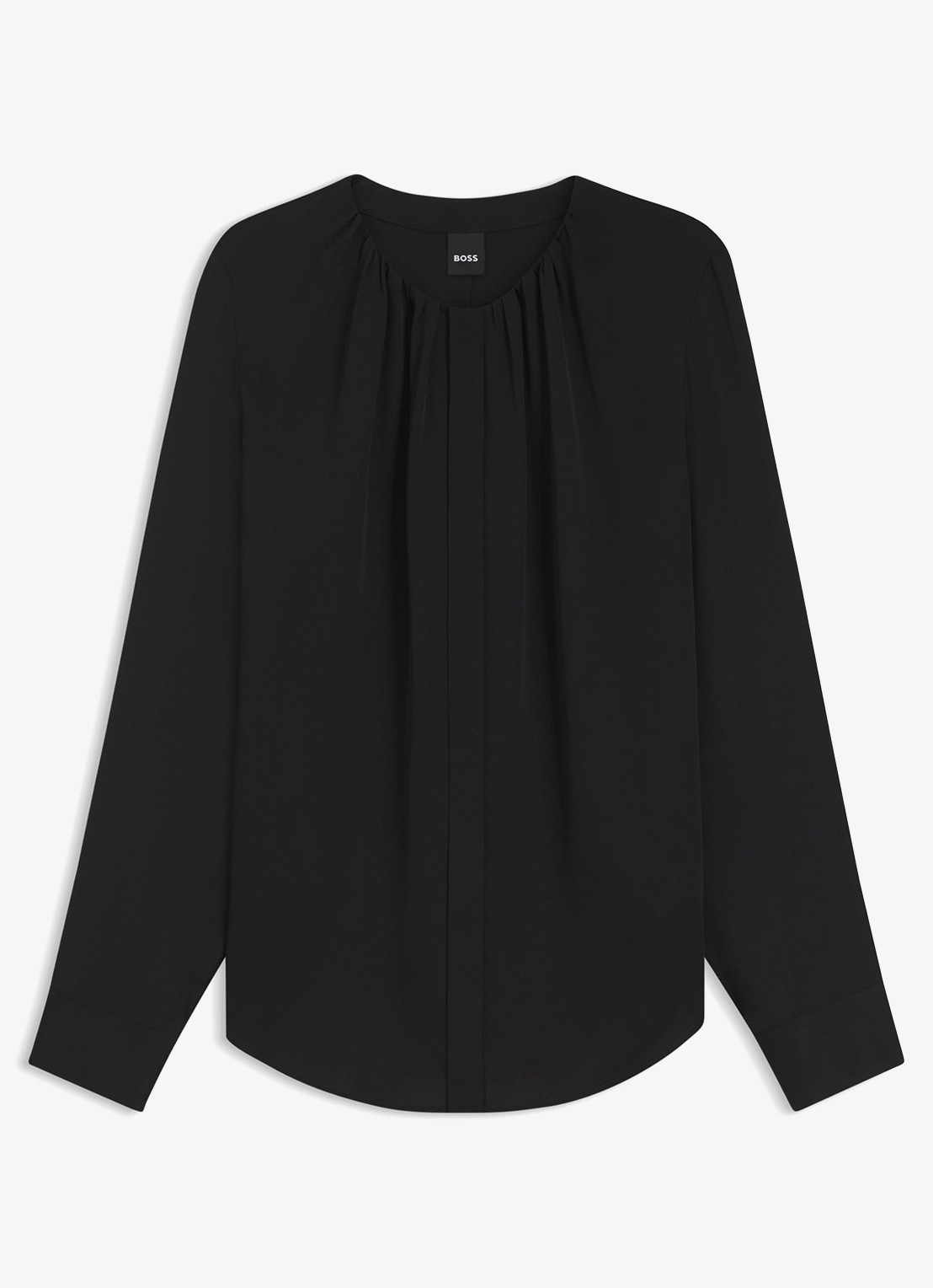 BOSS Banorah blouse in zijdeblend - voorkant black-001 / zwart