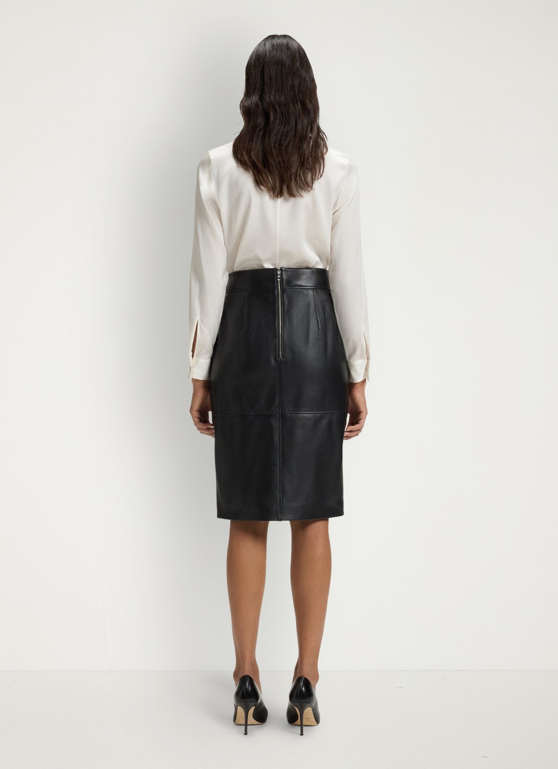 BOSS Banorah blouse in zijdeblend - achterkant open white-118 / wit
