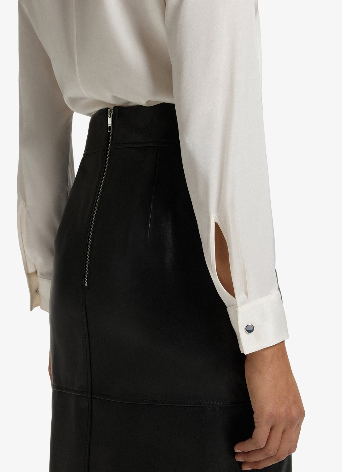 BOSS Banorah blouse in zijdeblend - detail 6 open white-118 / wit