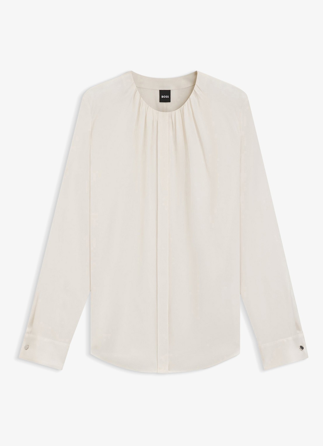 BOSS Banorah blouse in zijdeblend - voorkant 2 open white-118 / wit