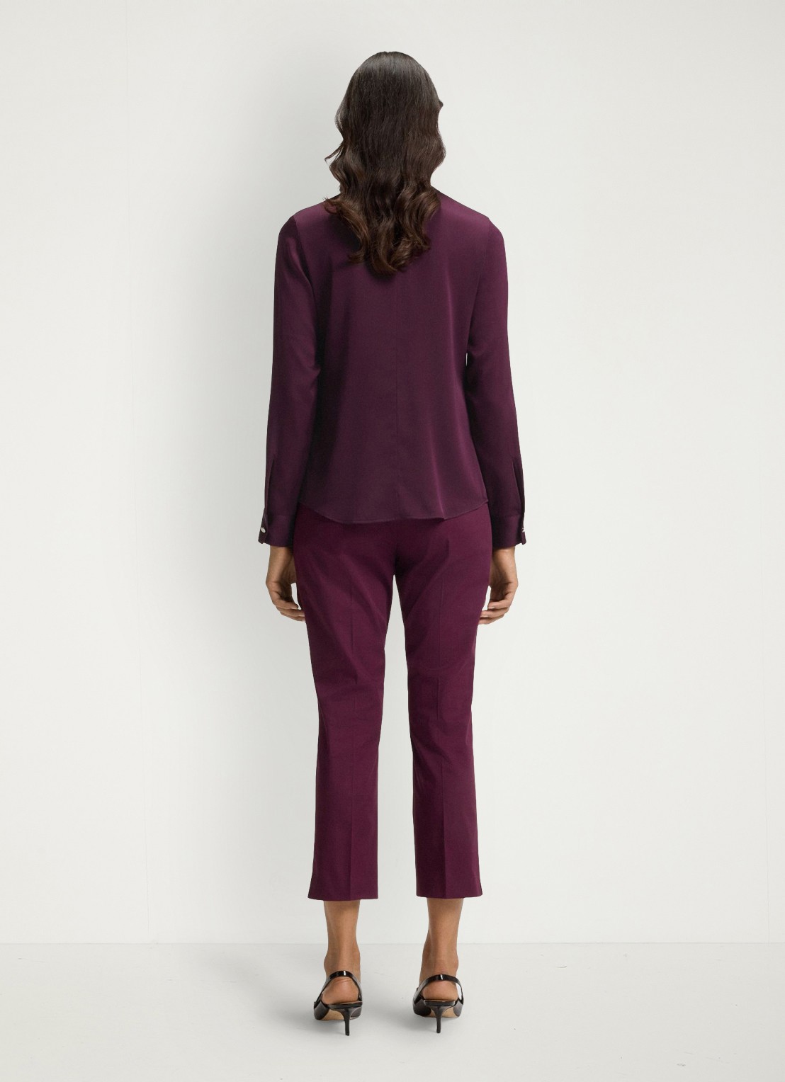 BOSS Banorah blouse in zijdeblend - achterkant 6 open purple-557 / paars