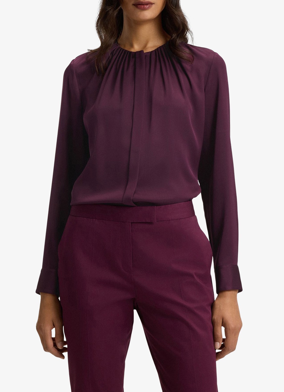 BOSS Banorah blouse in zijdeblend - detail open purple-557 / paars