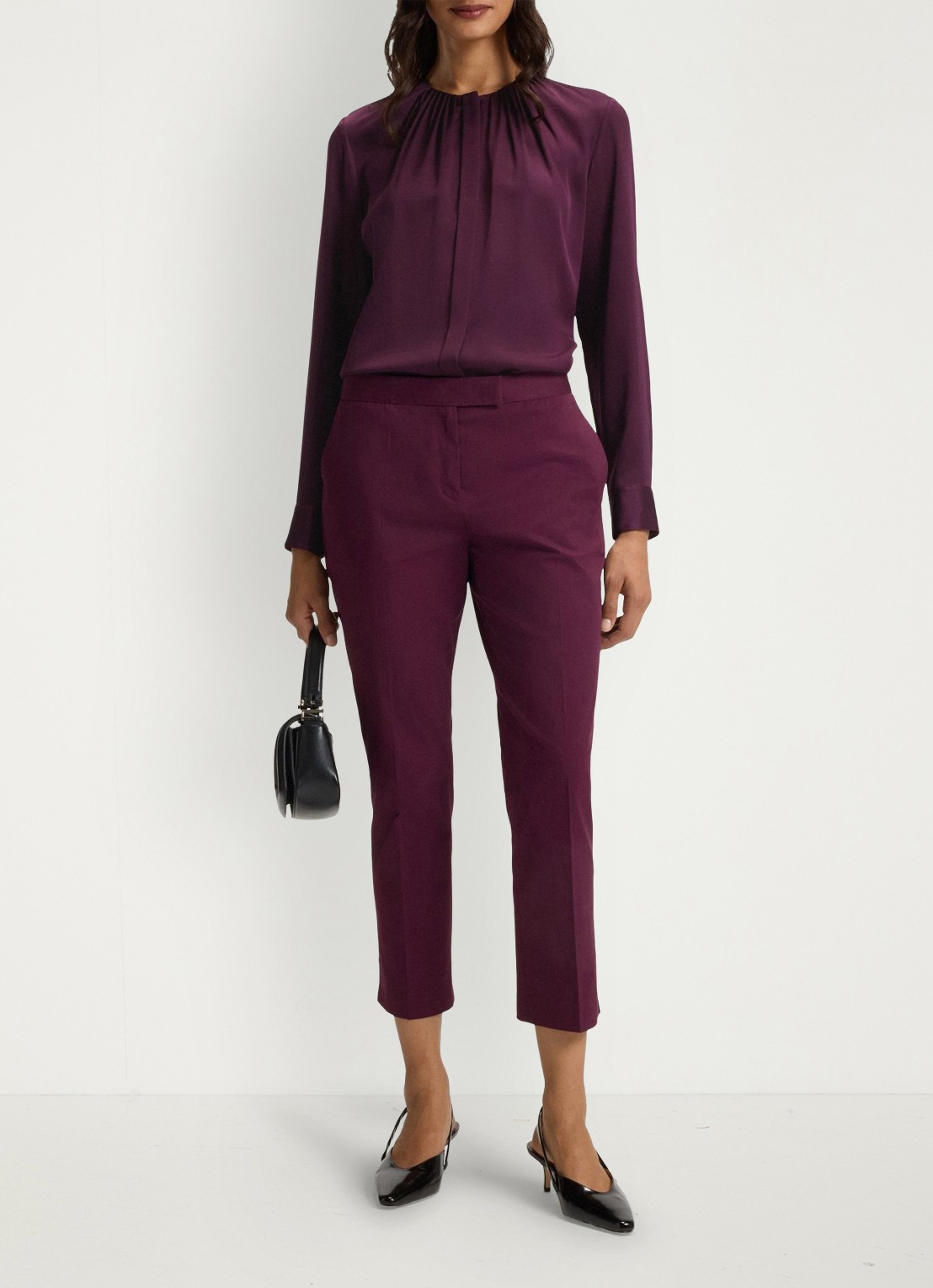 BOSS Banorah blouse in zijdeblend - voorkant 9 open purple-557 / paars