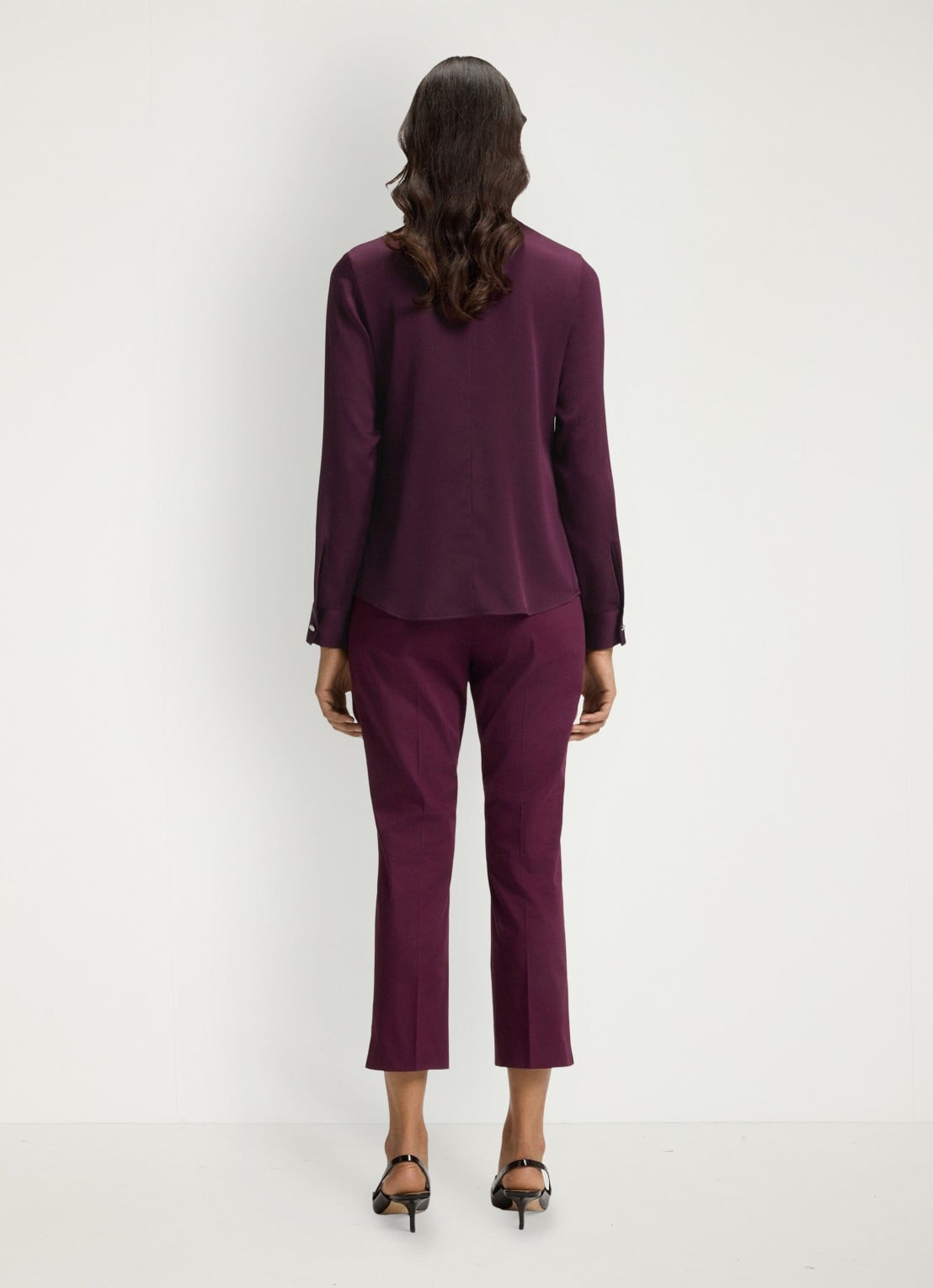 BOSS Banorah blouse in zijdeblend - achterkant 7 open purple-557 / paars