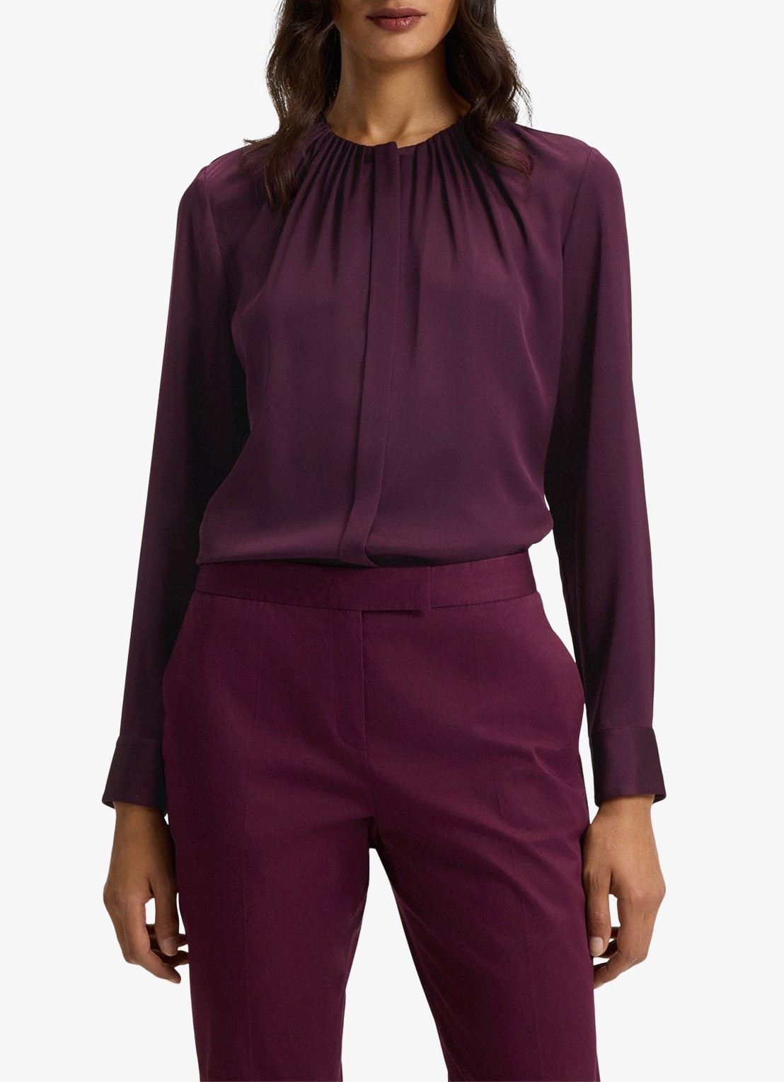 BOSS Banorah blouse in zijdeblend - detail 4 open purple-557 / paars
