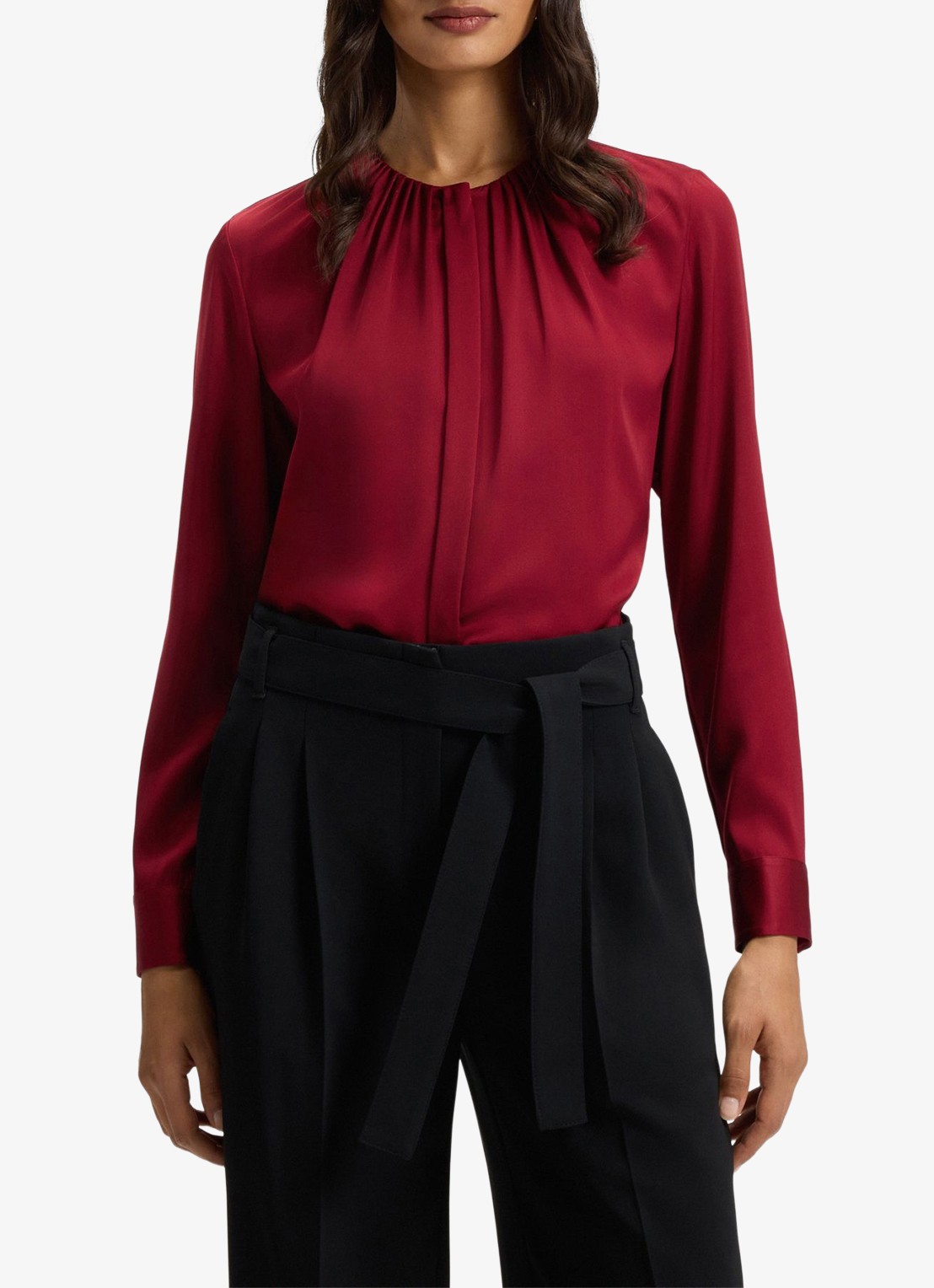 BOSS Banorah blouse in zijdeblend - detail rood