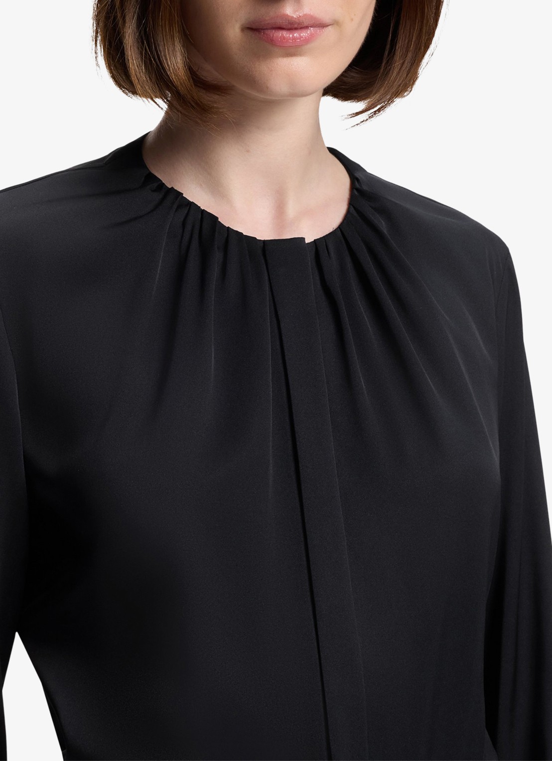 BOSS Banorah blouse in zijdeblend - detail 4 dark blue-404 / blauw