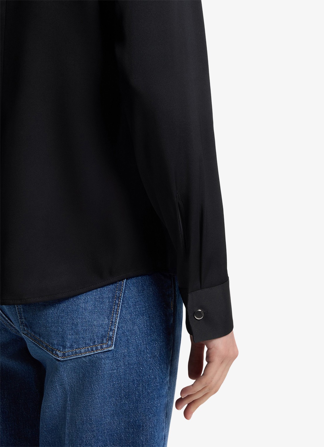 BOSS Banorah blouse in zijdeblend - detail 5 dark blue-404 / blauw