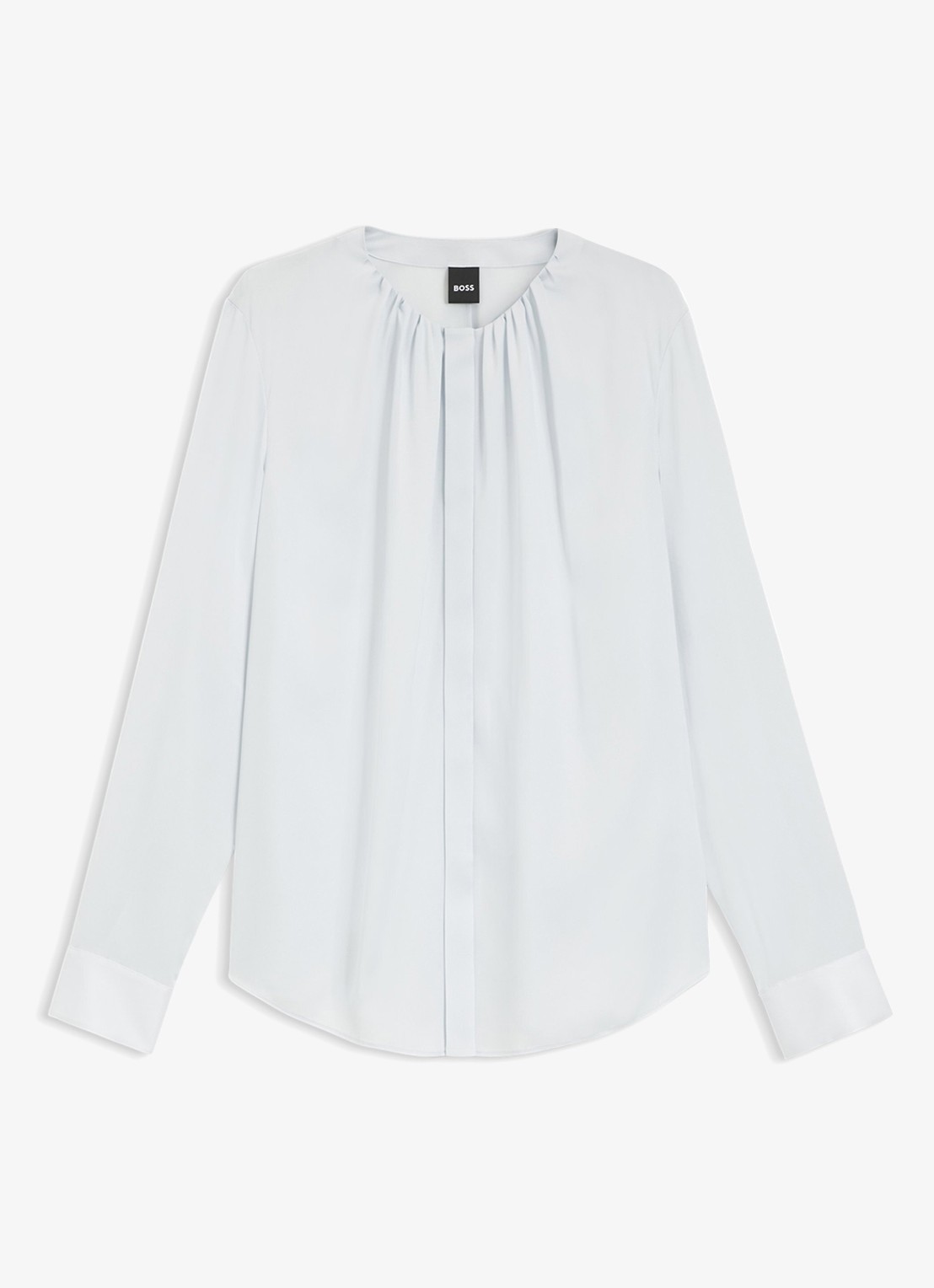 BOSS Banorah blouse in zijdeblend - voorkant open blue-462 / blauw