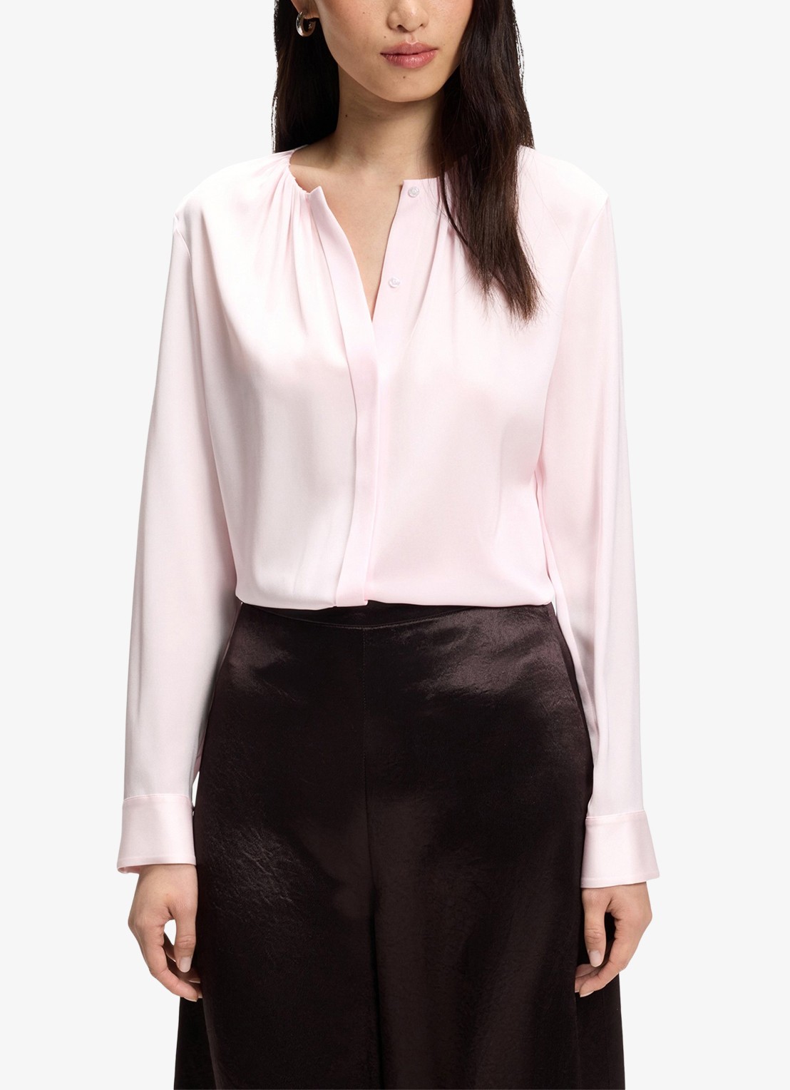 BOSS Banorah blouse in zijdeblend - detail 3 light/pastel pink-680 / roze