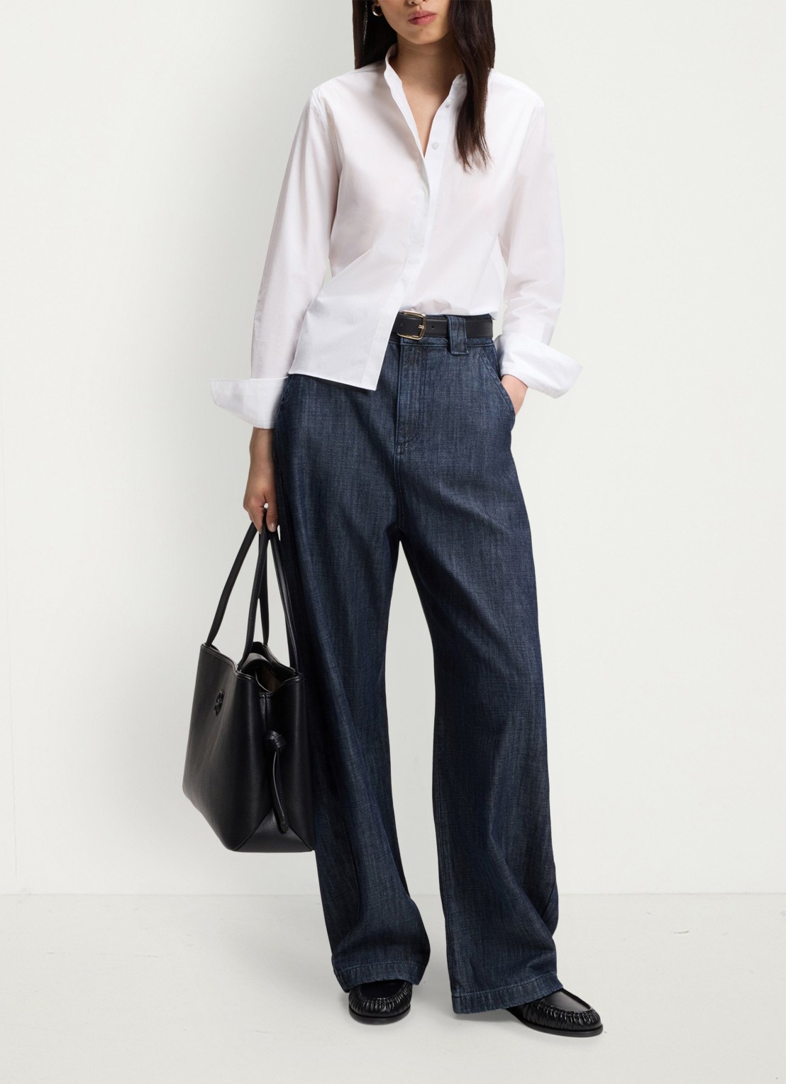 BOSS Barrel high waist loose fit jeans met medium wassing - voorkant 6 indigo