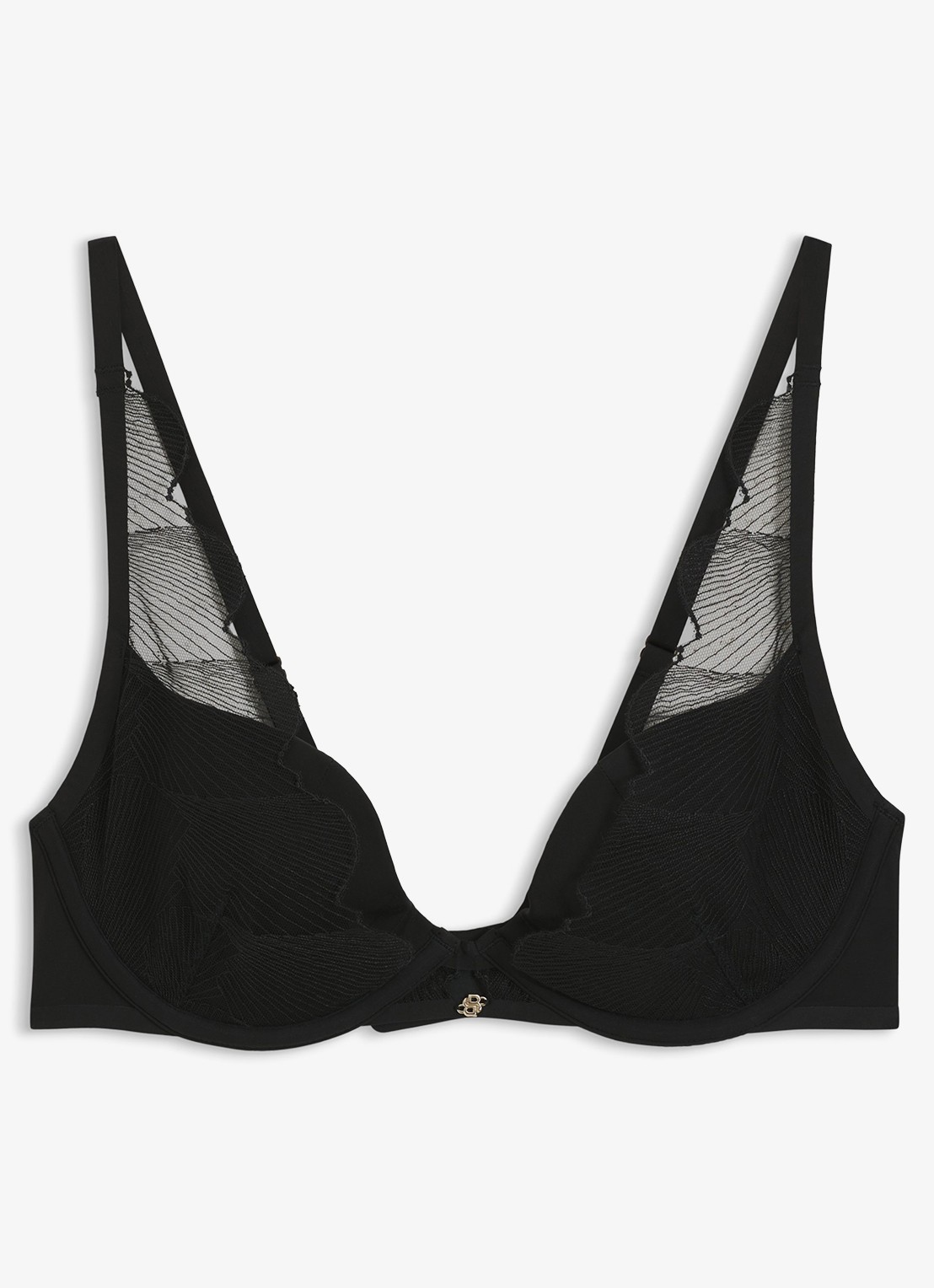 BOSS Beugel bh met overlay van mesh - voorkant zwart