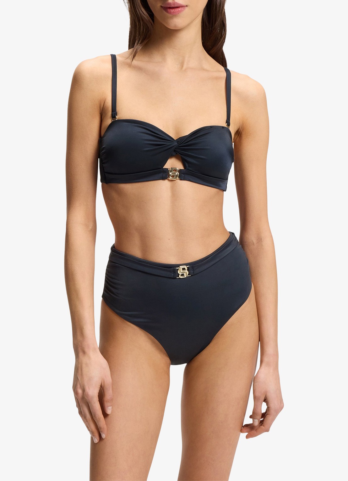 BOSS Bikinitop met logo - detail 2 donkerblauw