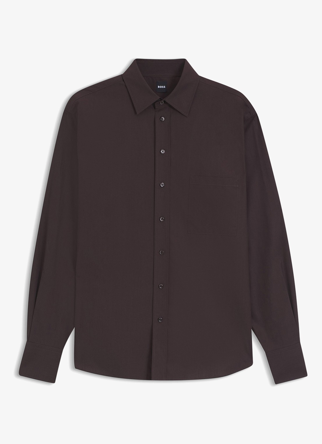 BOSS Blouse met borstzak - voorkant medium brown-210 / bruin
