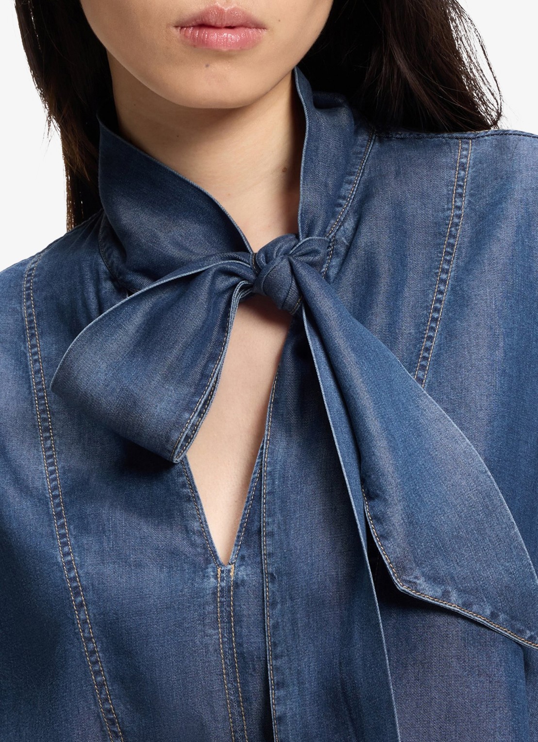 BOSS Blouse met gestrikt detail - detail 4 denim