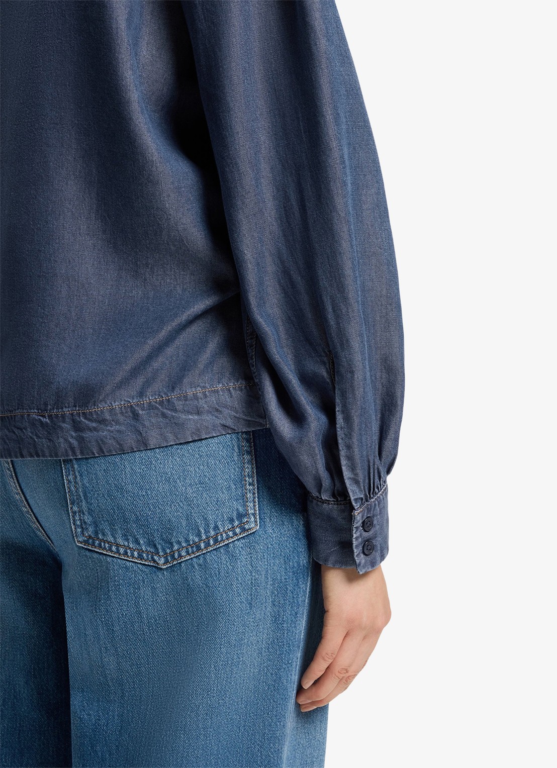 BOSS Blouse met gestrikt detail - detail 5 denim