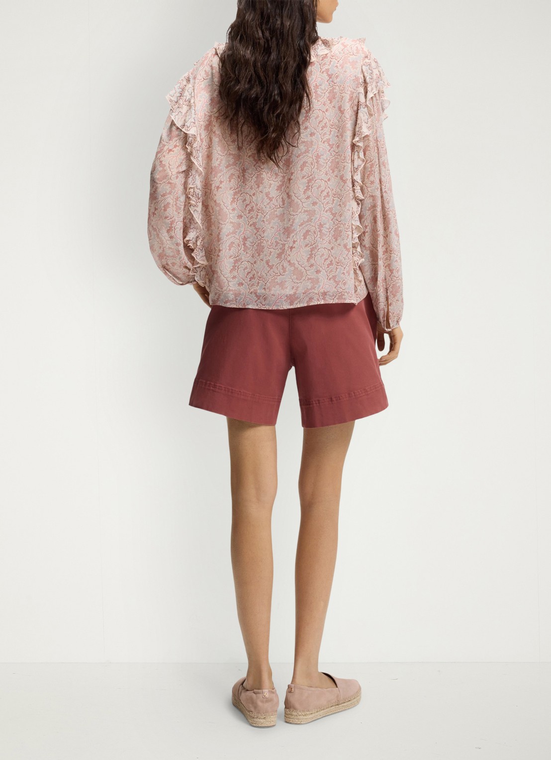 BOSS Blouse met jacquarprint - achterkant lichtroze