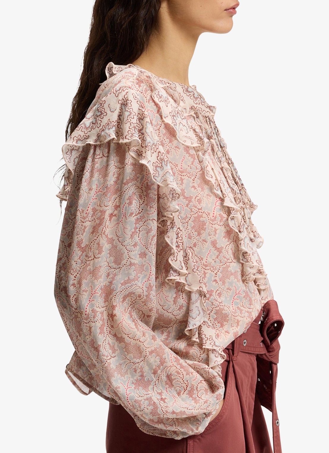 BOSS Blouse met jacquarprint - detail 3 lichtroze