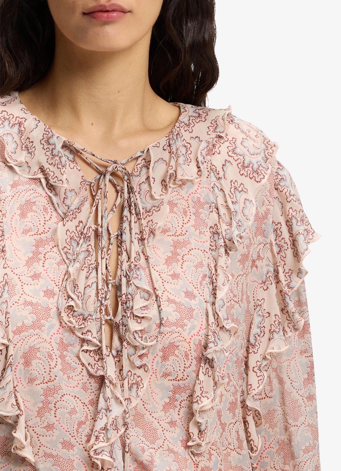 BOSS Blouse met jacquarprint - detail 4 lichtroze