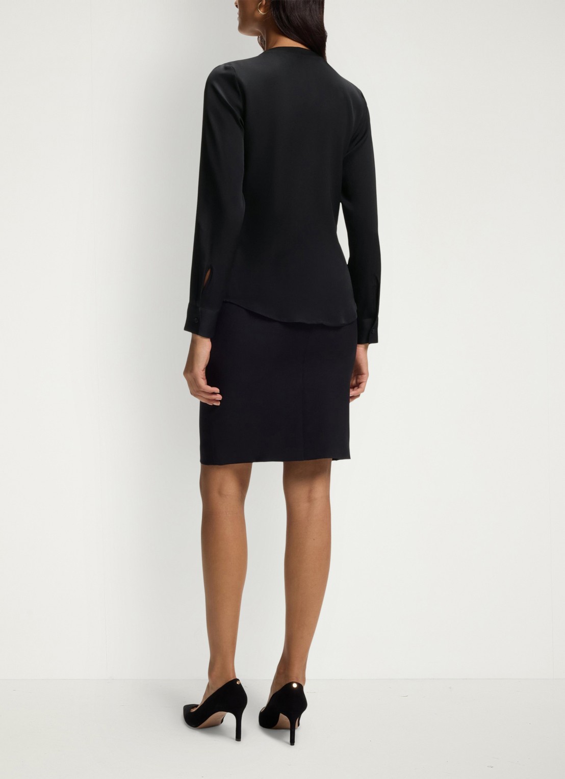 BOSS Blouse met plooien - achterkant zwart
