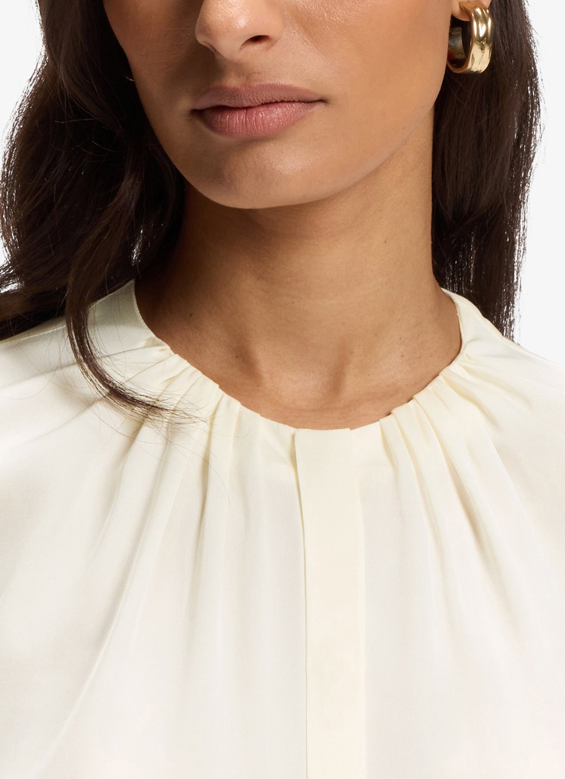 BOSS Blouse met plooien - detail 2 gebroken wit