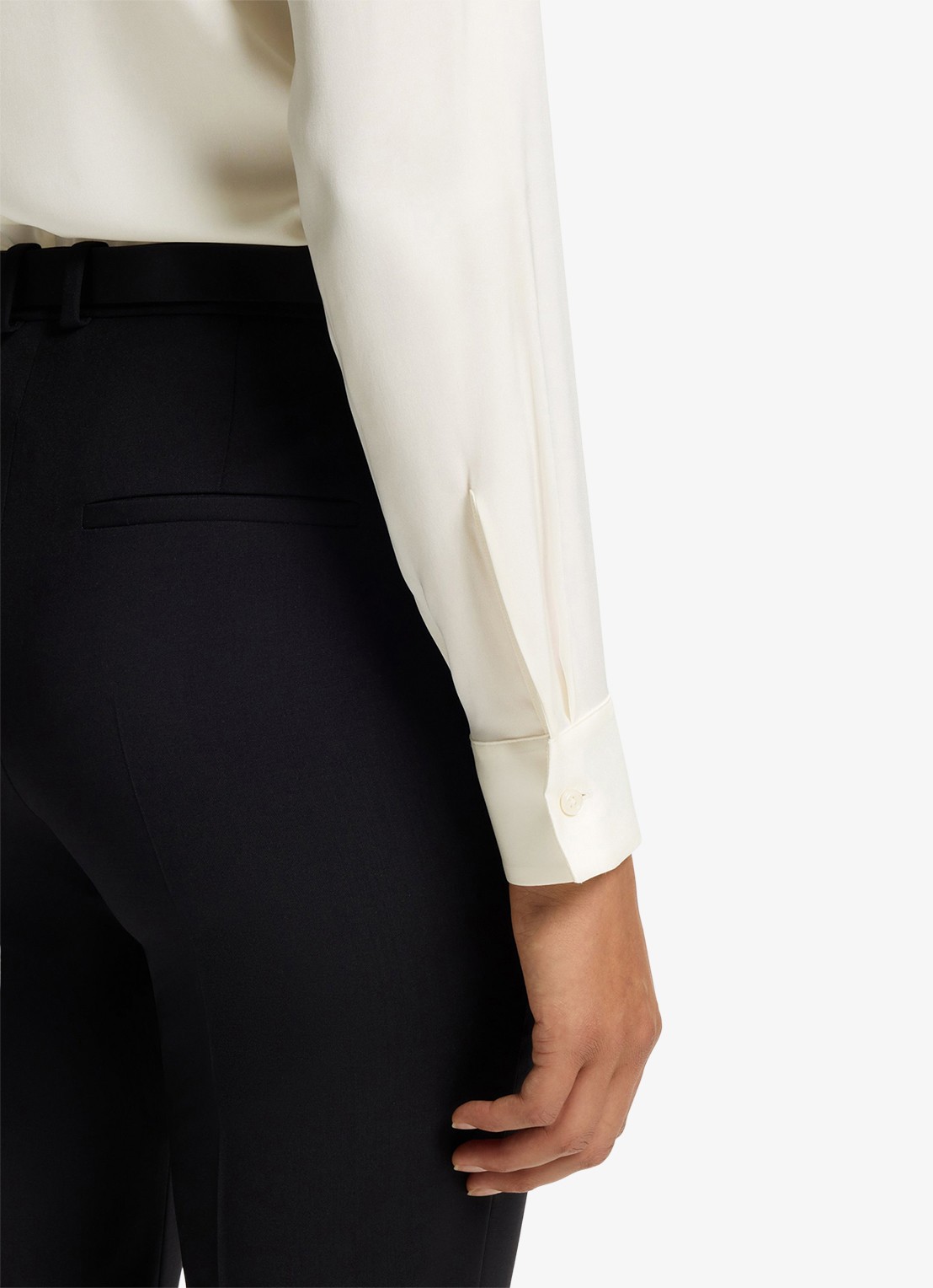 BOSS Blouse met plooien - detail 3 gebroken wit