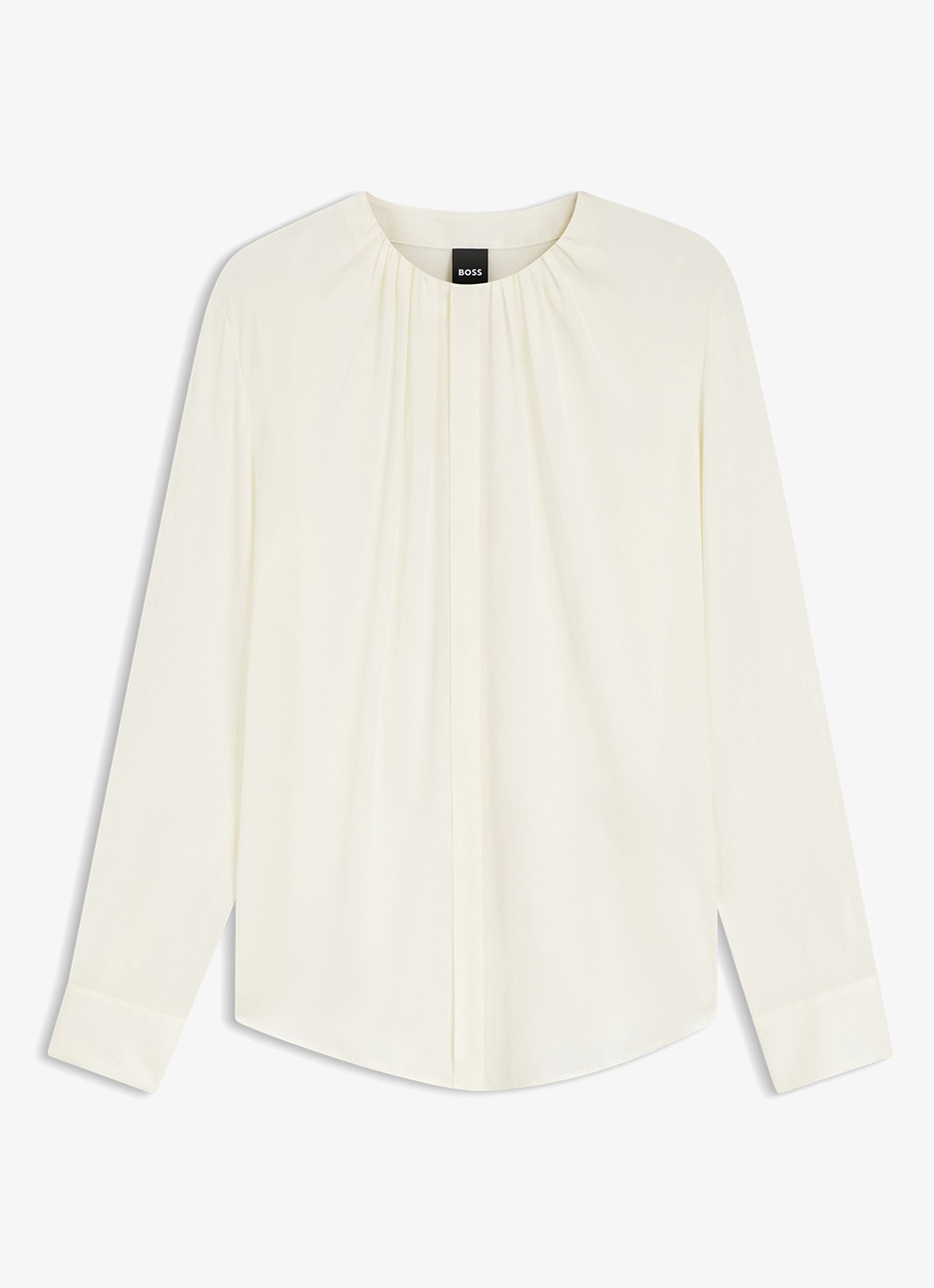 BOSS Blouse met plooien - voorkant 4 gebroken wit