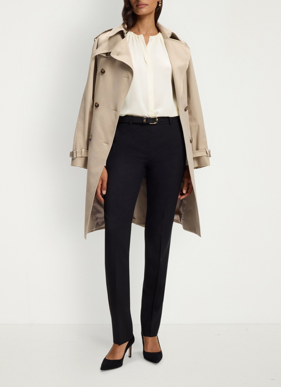 BOSS Blouse met plooien - voorkant 5 gebroken wit