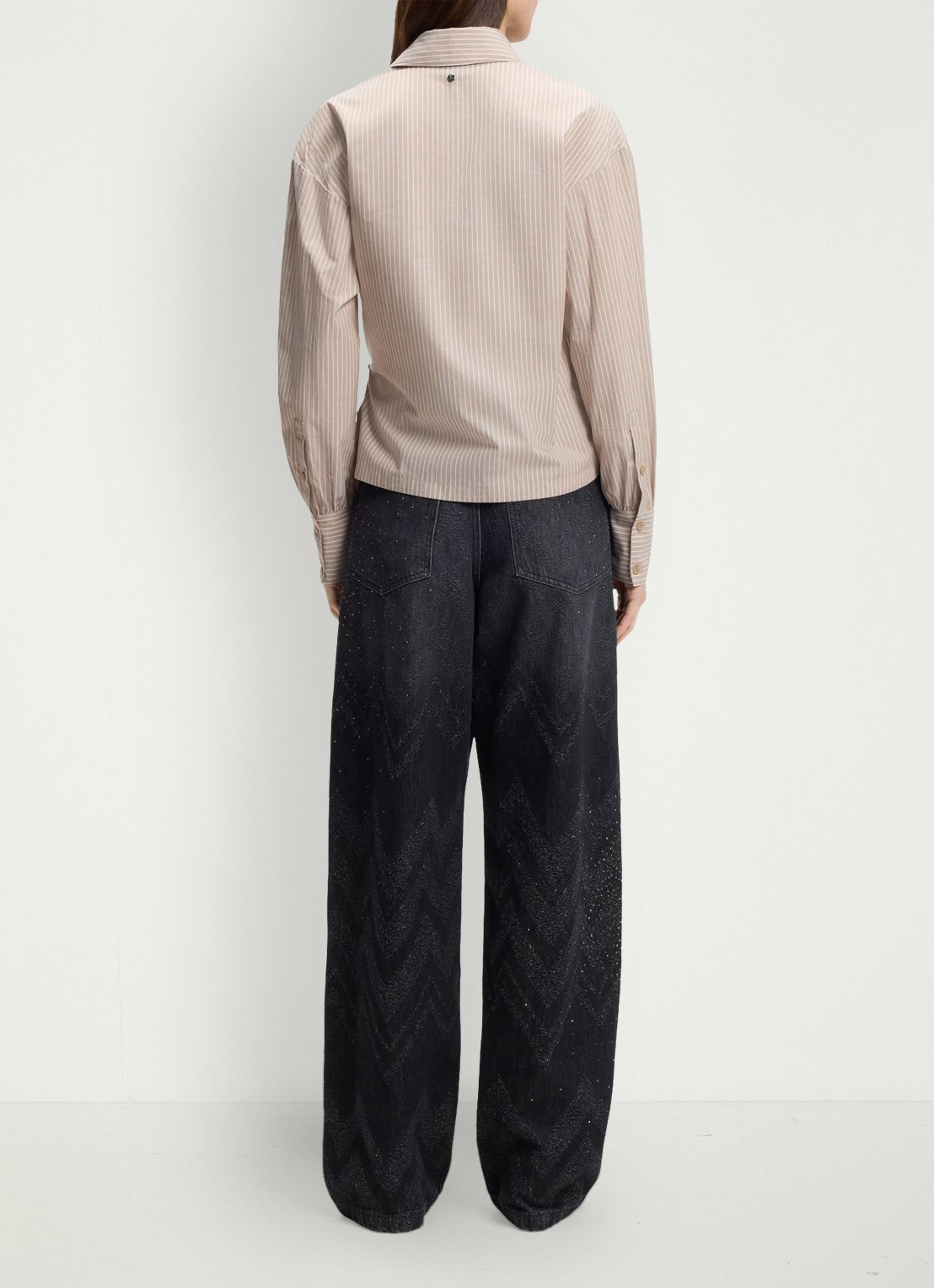 BOSS Blouse met streepprint - achterkant 6 beige