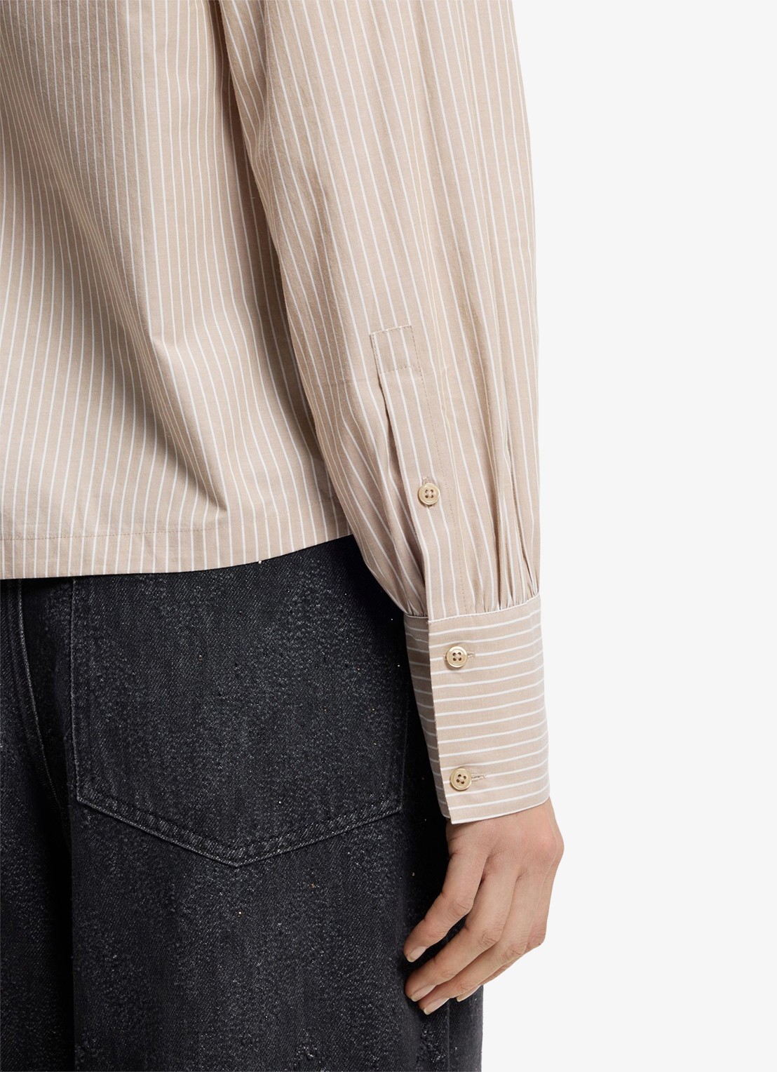 BOSS Blouse met streepprint - detail 5 beige