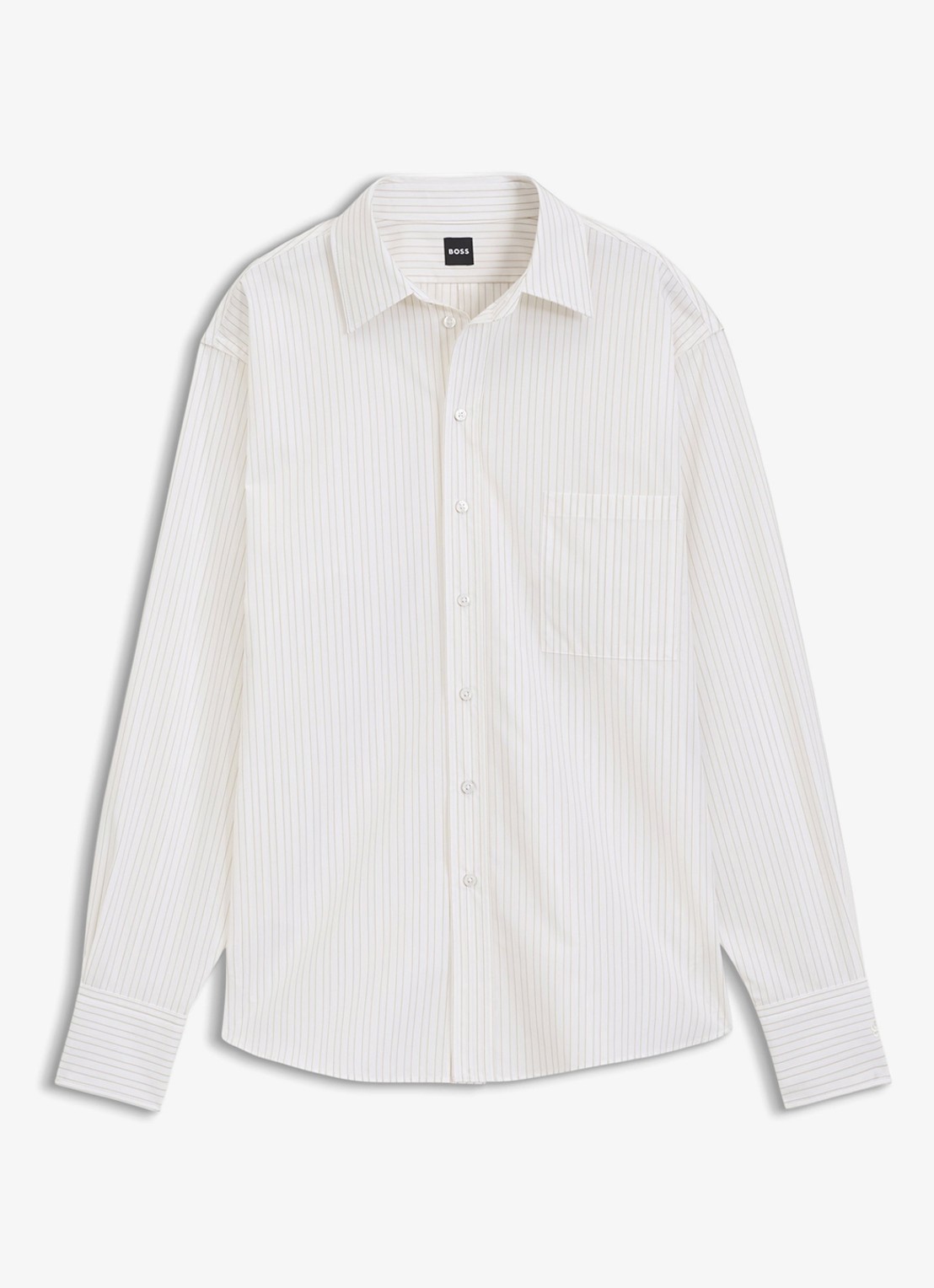 BOSS Blouse met streepprint - voorkant wit