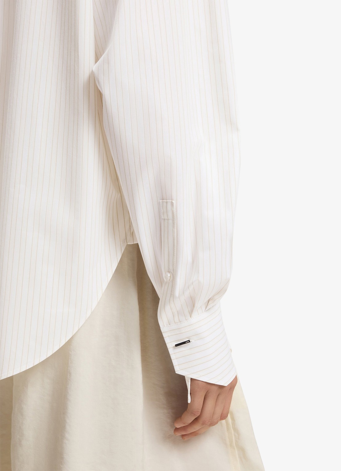 BOSS Blouse met streepprint - detail 4 wit