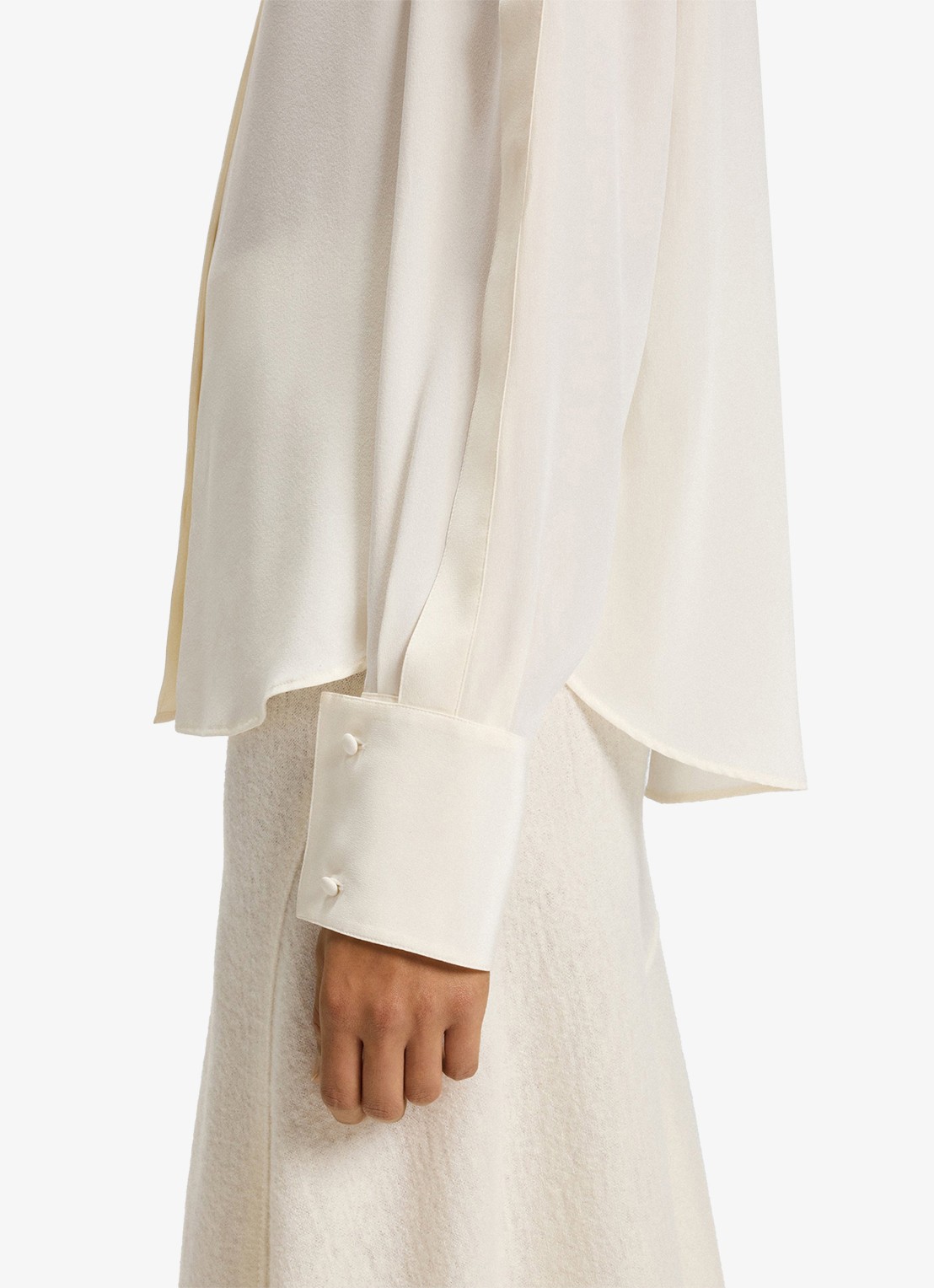 BOSS Blouse van zijde - detail 6 gebroken wit