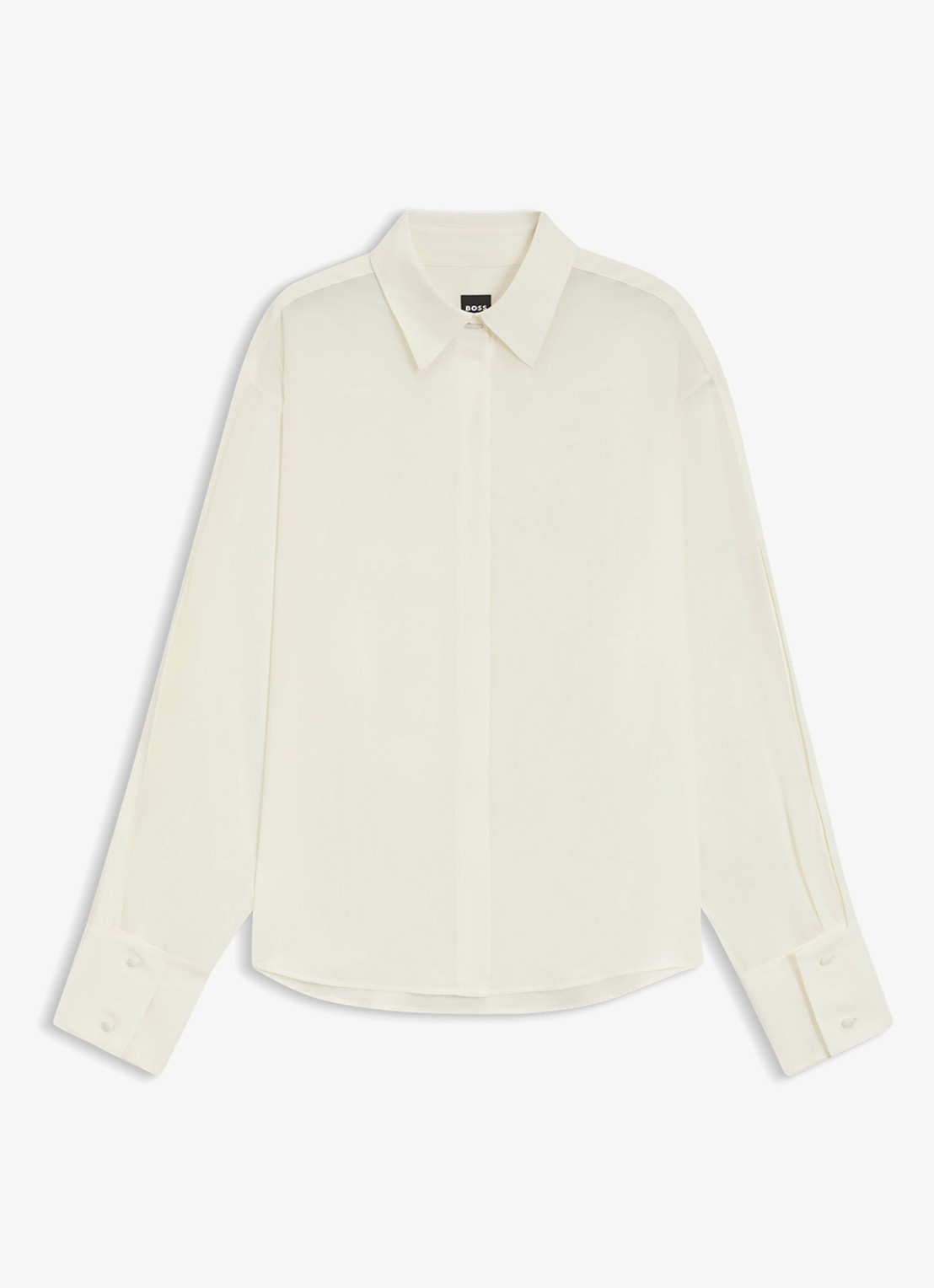 BOSS Blouse van zijde - voorkant 2 gebroken wit