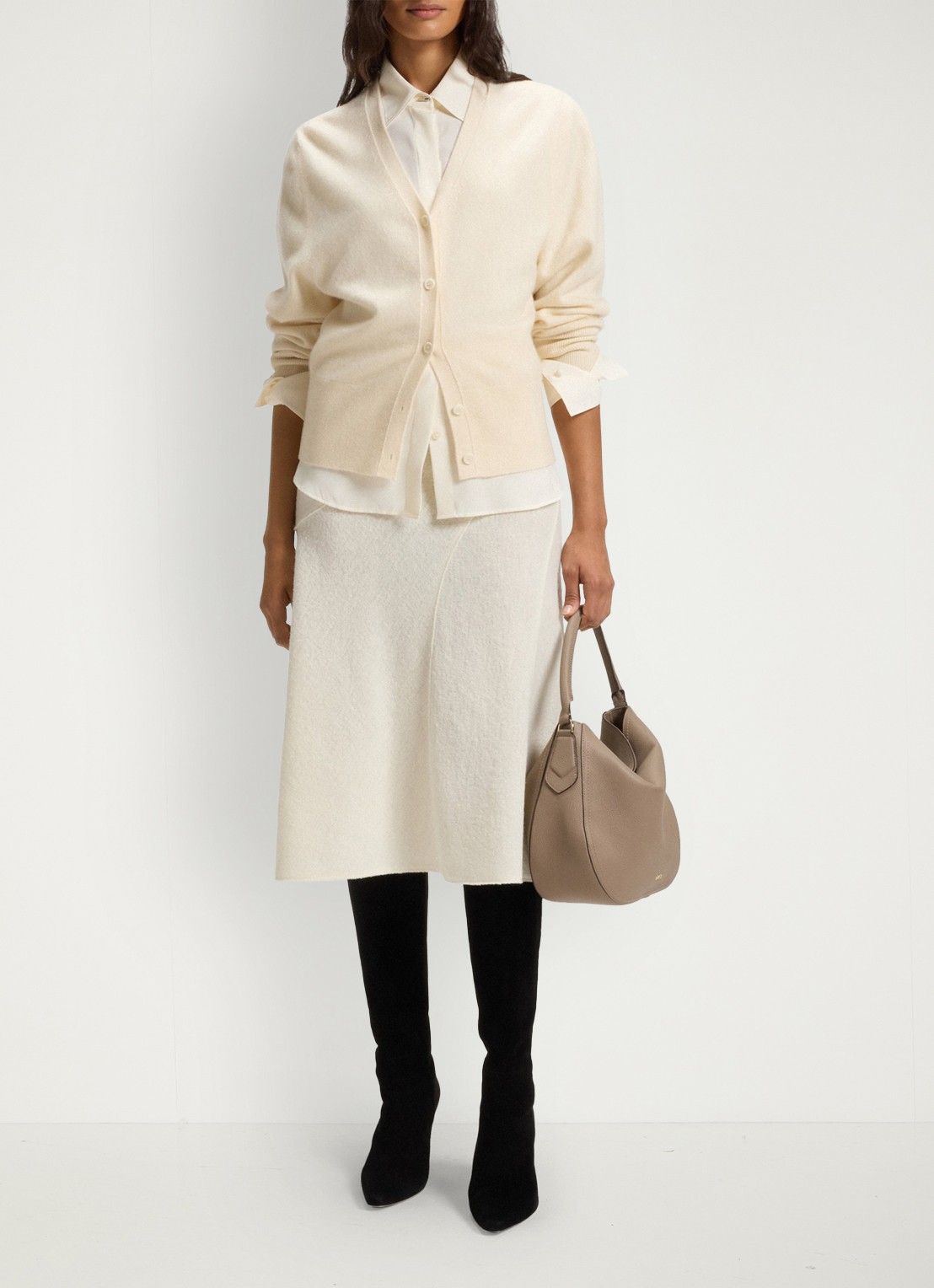 BOSS Blouse van zijde - voorkant 3 gebroken wit