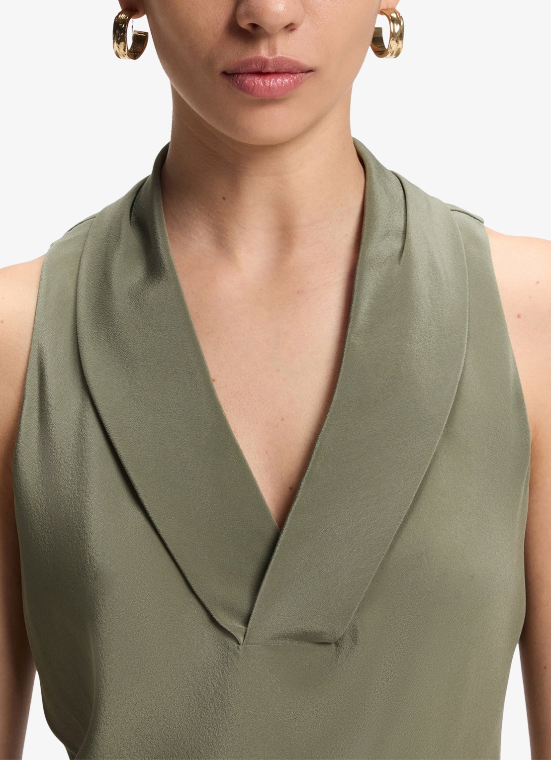 BOSS Blouse van zijde - detail 5 mosgroen
