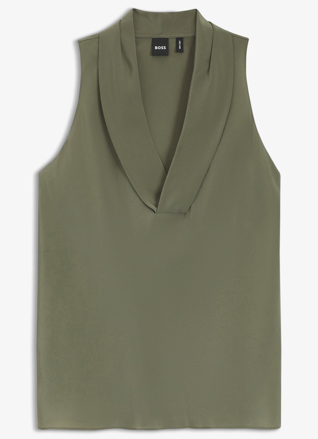 BOSS Blouse van zijde - voorkant mosgroen