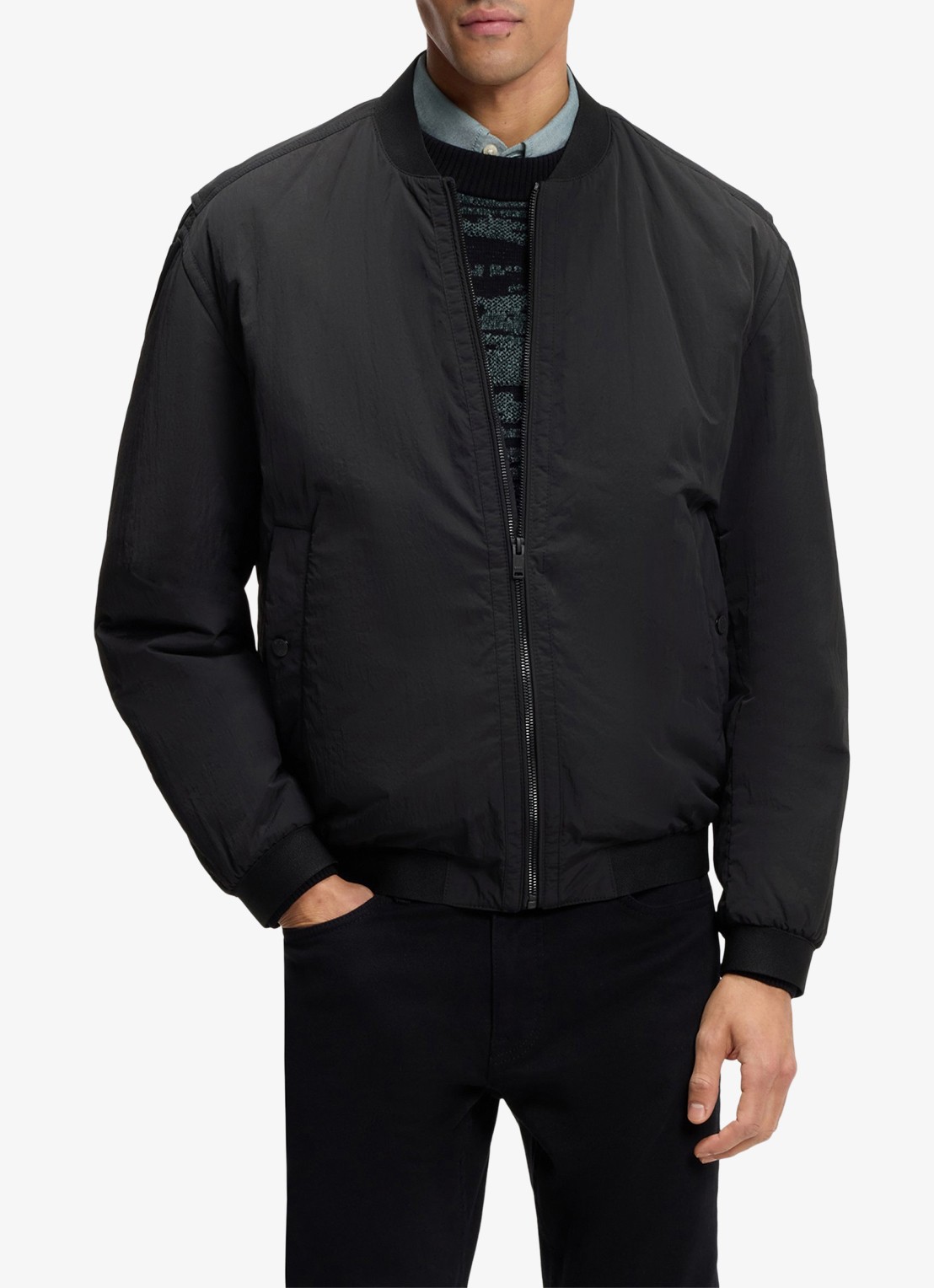BOSS Bomber jack met logo - detail 4 zwart