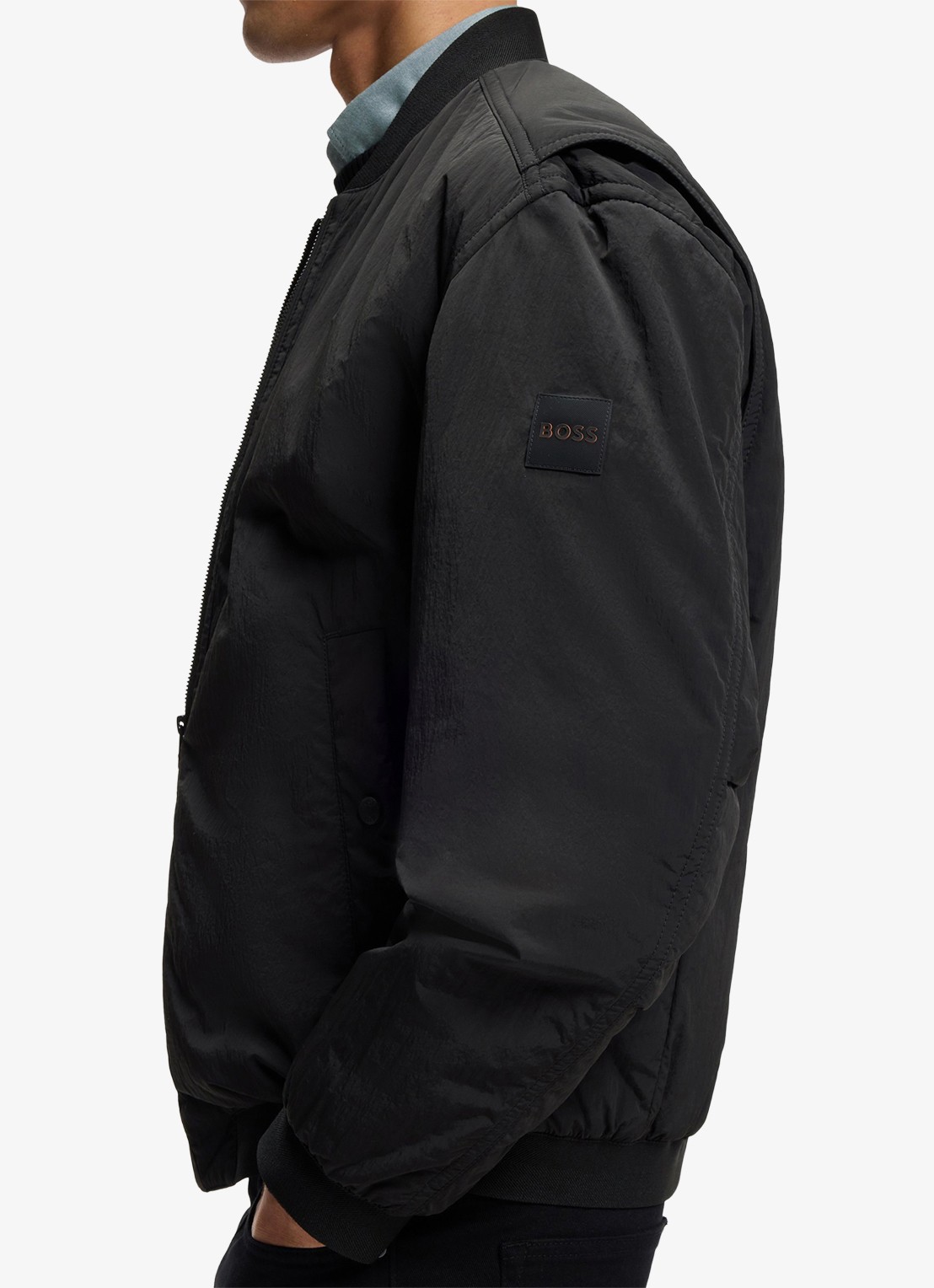 BOSS Bomber jack met logo - detail 6 zwart